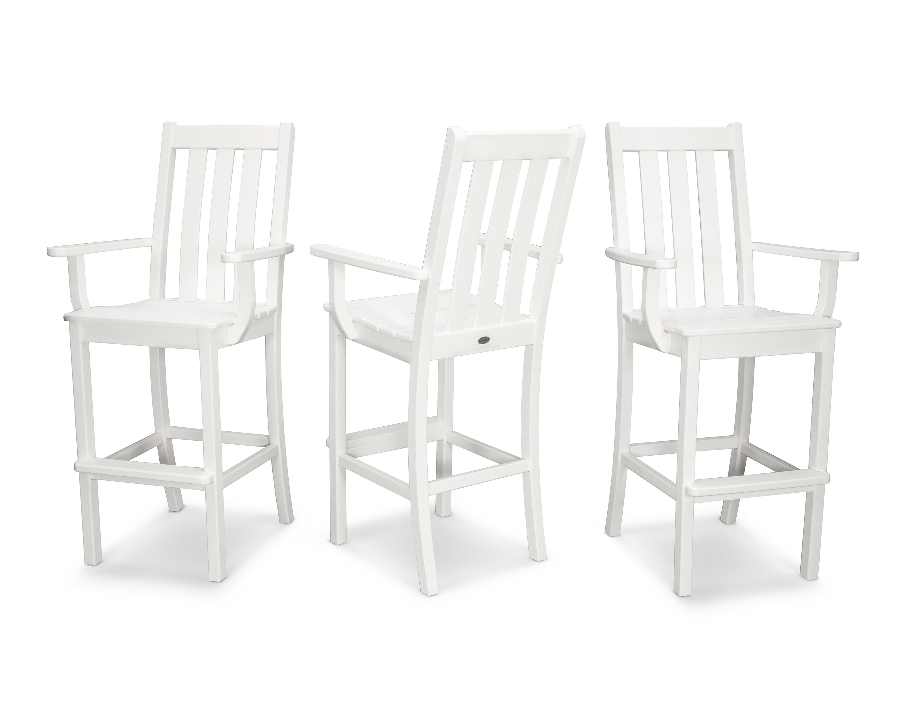 POLYWOOD® Vineyard Bar Arm Chair 3-Pack in White