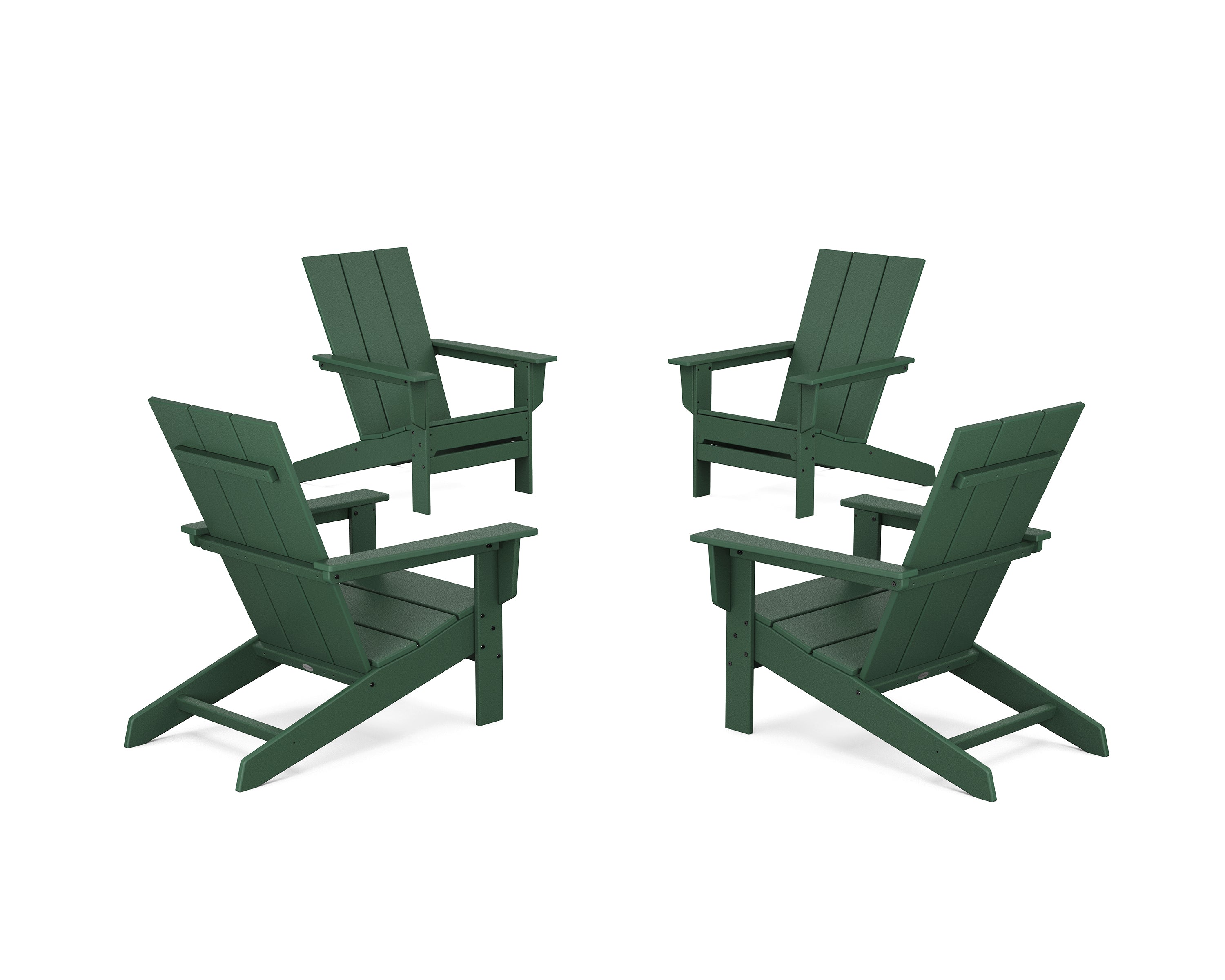 POLYWOOD® 4-Piece Modern Studio Adirondack Chair Conversation Set in Green