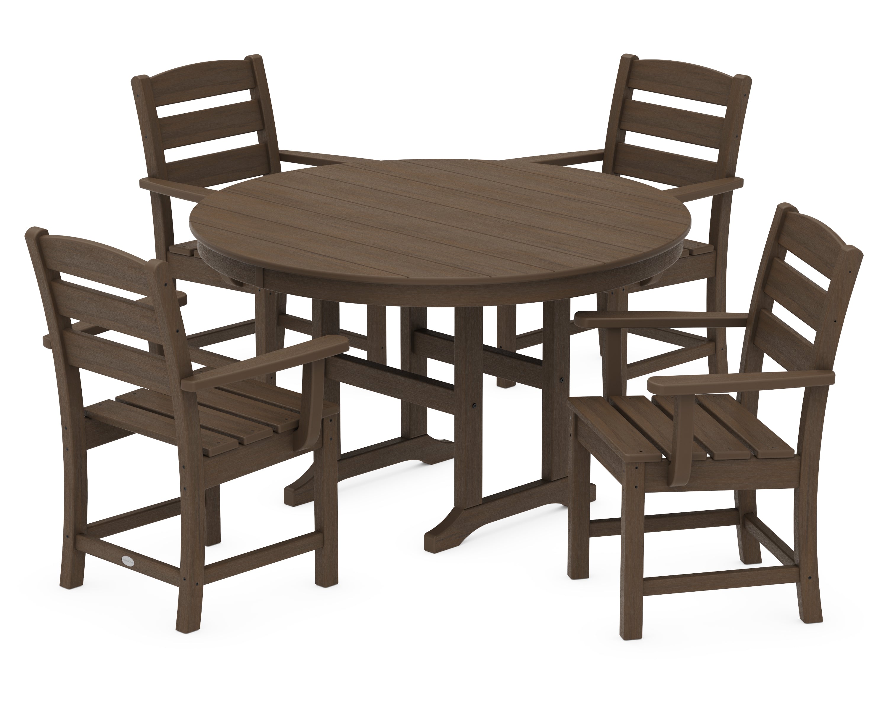 POLYWOOD Lakeside 5-Piece Round Farmhouse Dining Set in Kona
