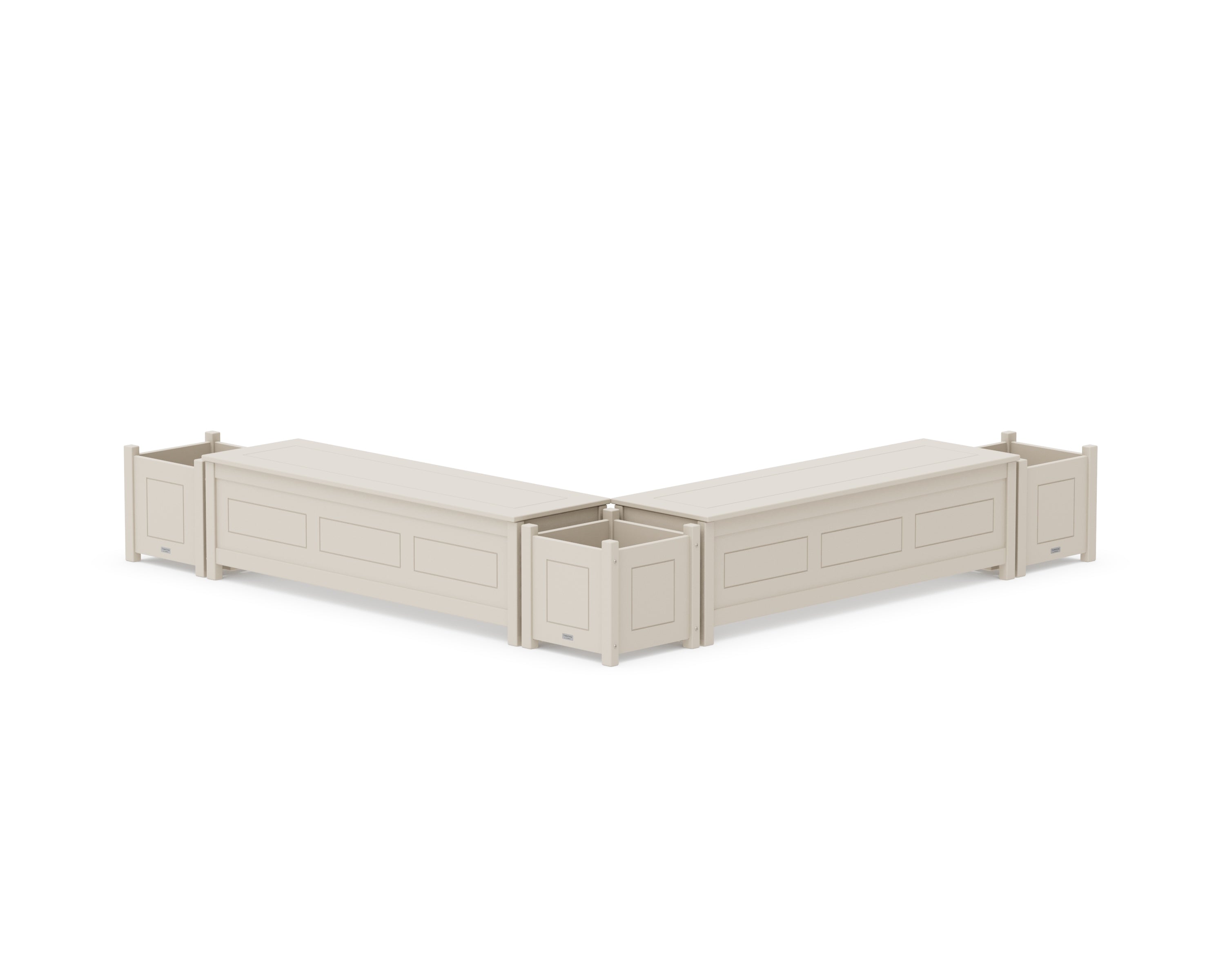 Country Living 60" Country Living L- Shaped Planter Storage Bench Corner Set in Sand