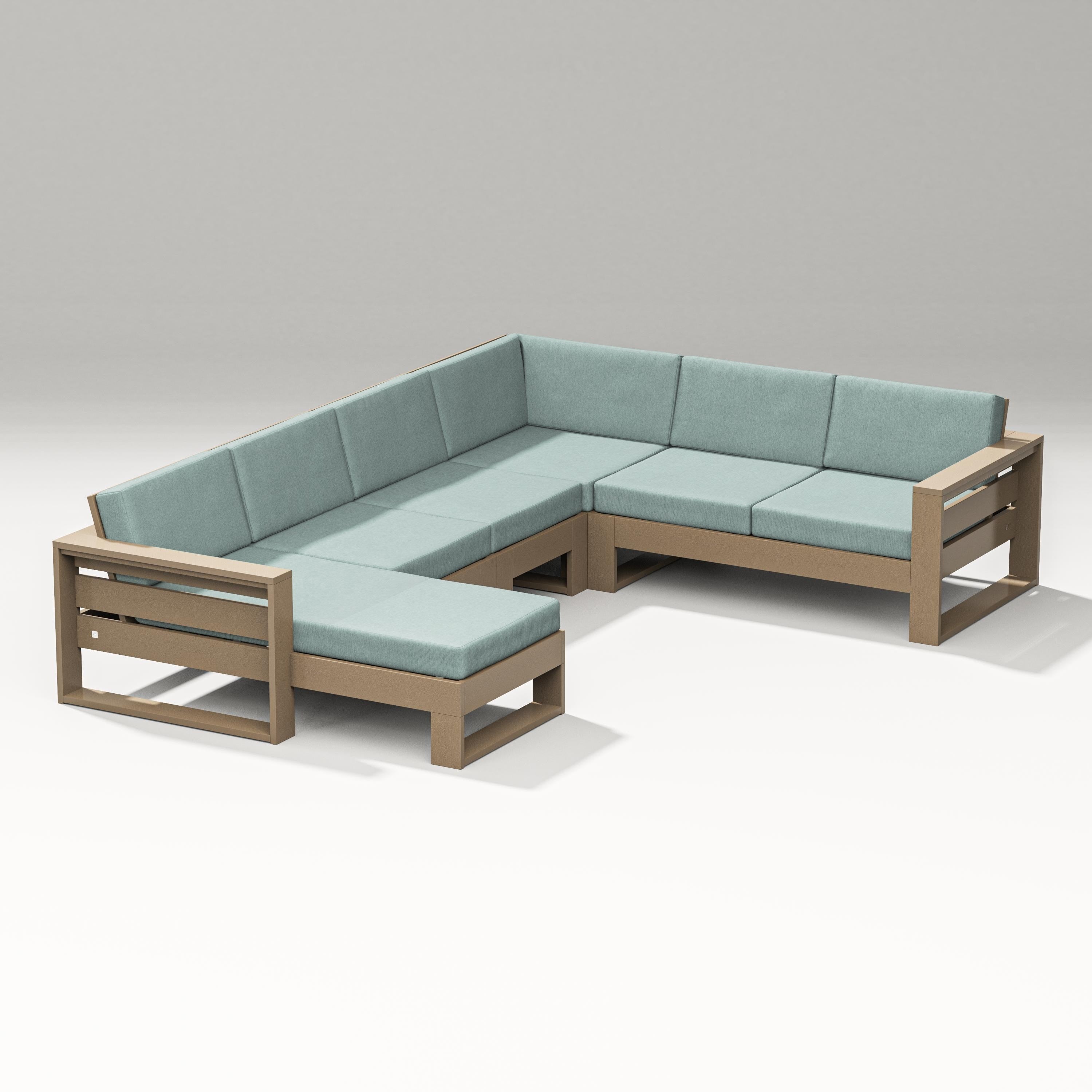 PW Designer Series Latitude Corner Sectional with Left Chaise in Vintage Sahara / Glacier Spa