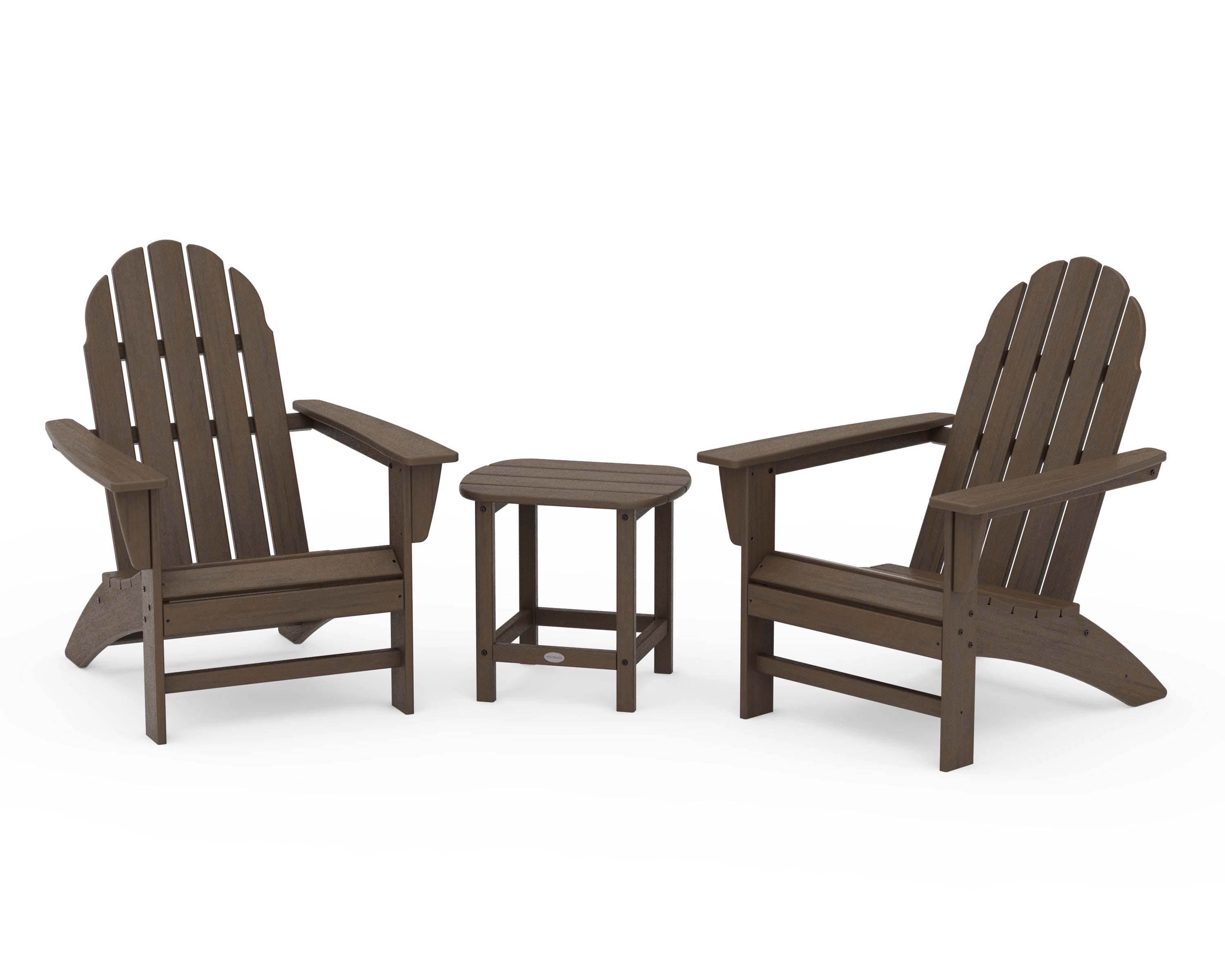 POLYWOOD Vineyard 3-Piece Adirondack Set with South Beach 18" Side Table in Kona