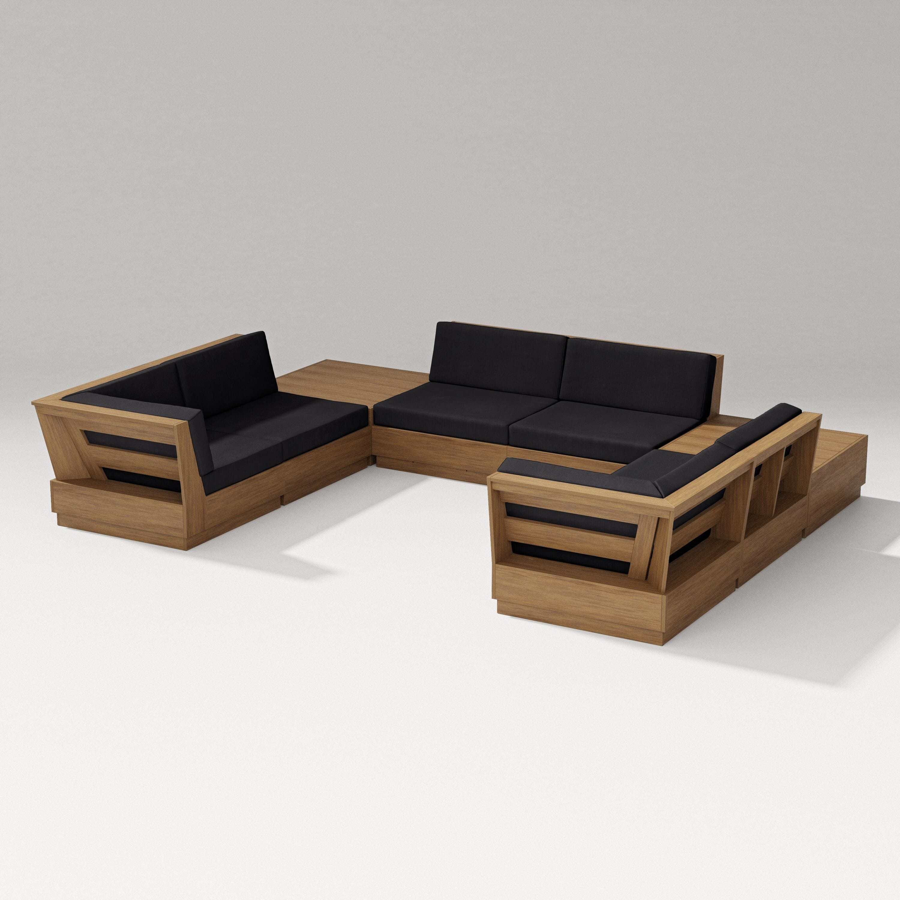 PW Designer Series Elevate 8-Piece U-Shaped Sectional in Natural / Midnight Linen