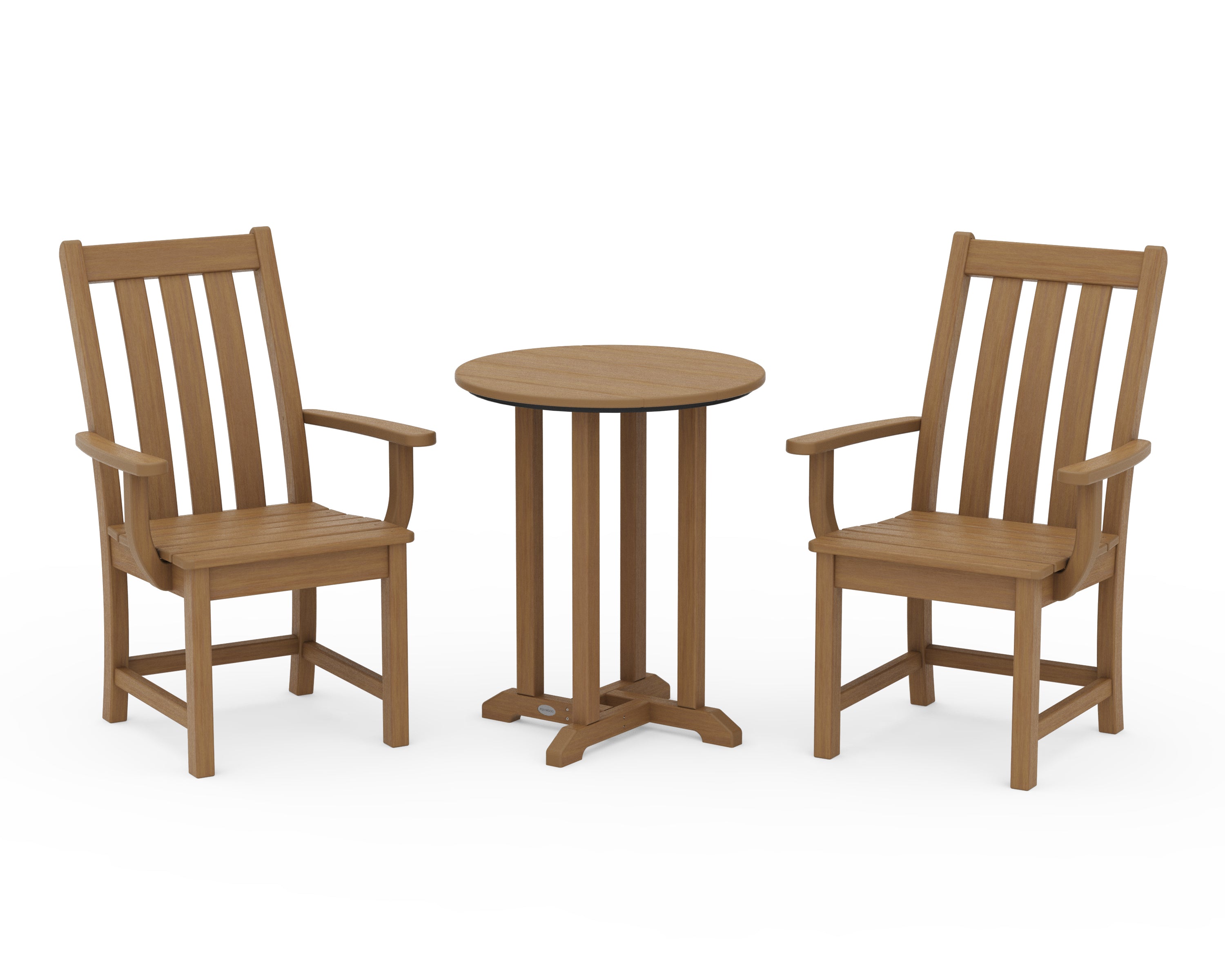 POLYWOOD Vineyard 3-Piece Round Bistro Dining Set in Natural