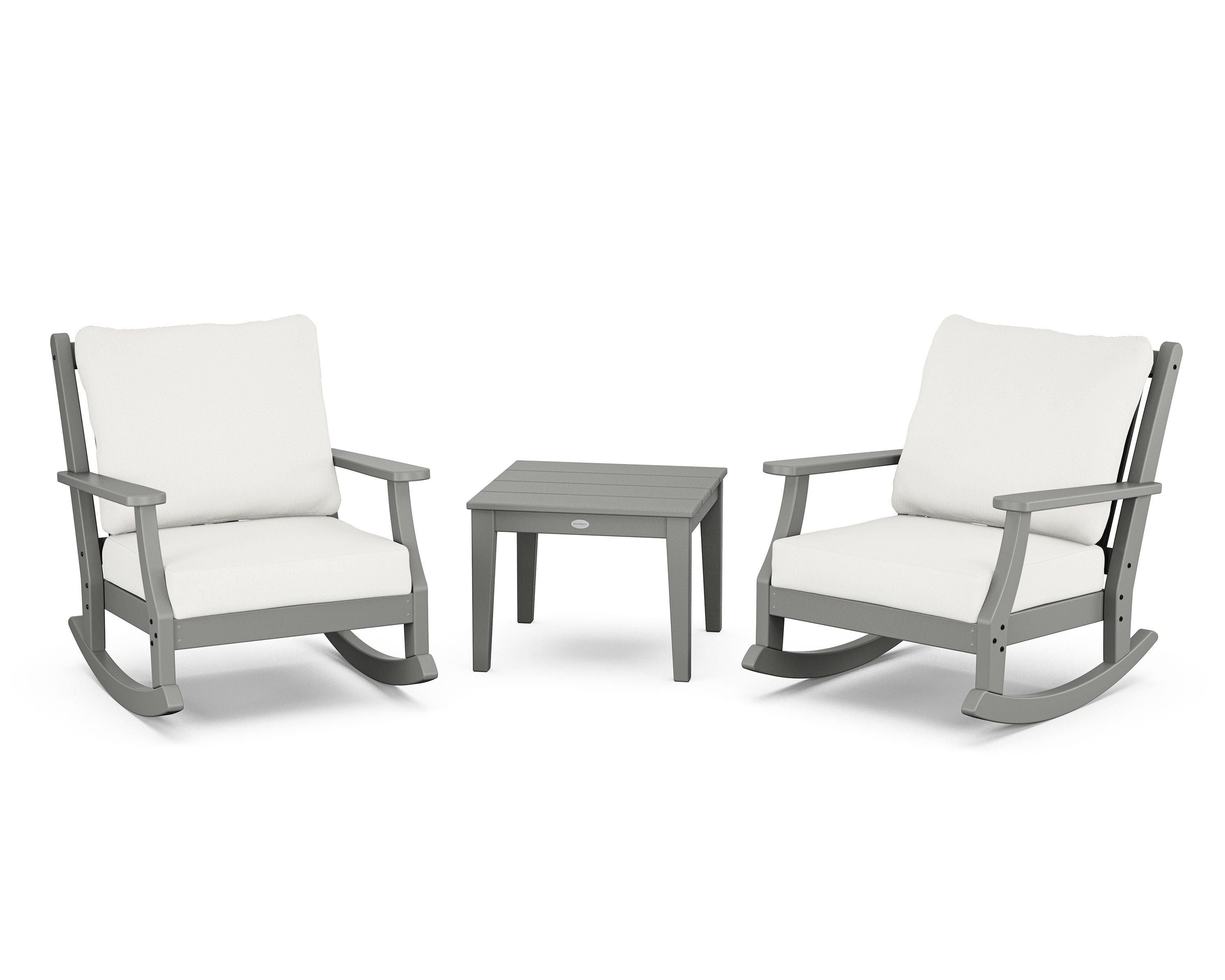 Country Living Wovendale 3-Piece Deep Seating Rocker Set in Slate Grey / Natural Linen