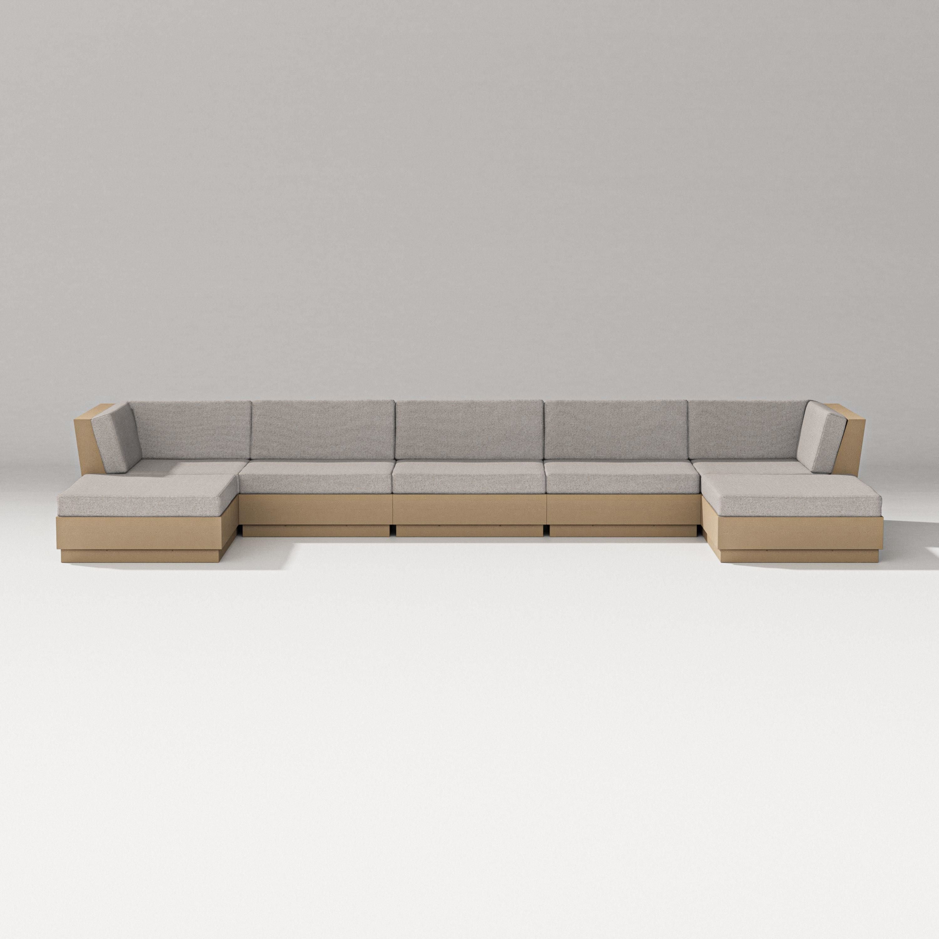 PW Designer Series Elevate 7-Piece Double Chaise Sectional in Vintage Sahara / Weathered Tweed