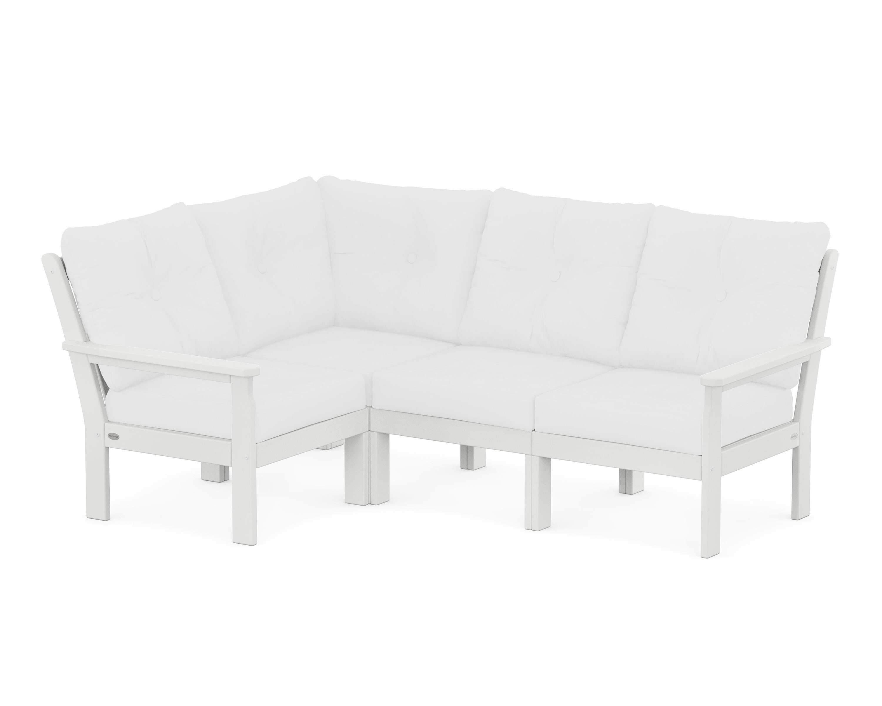 POLYWOOD Vineyard 4-Piece Sectional in White / Natural