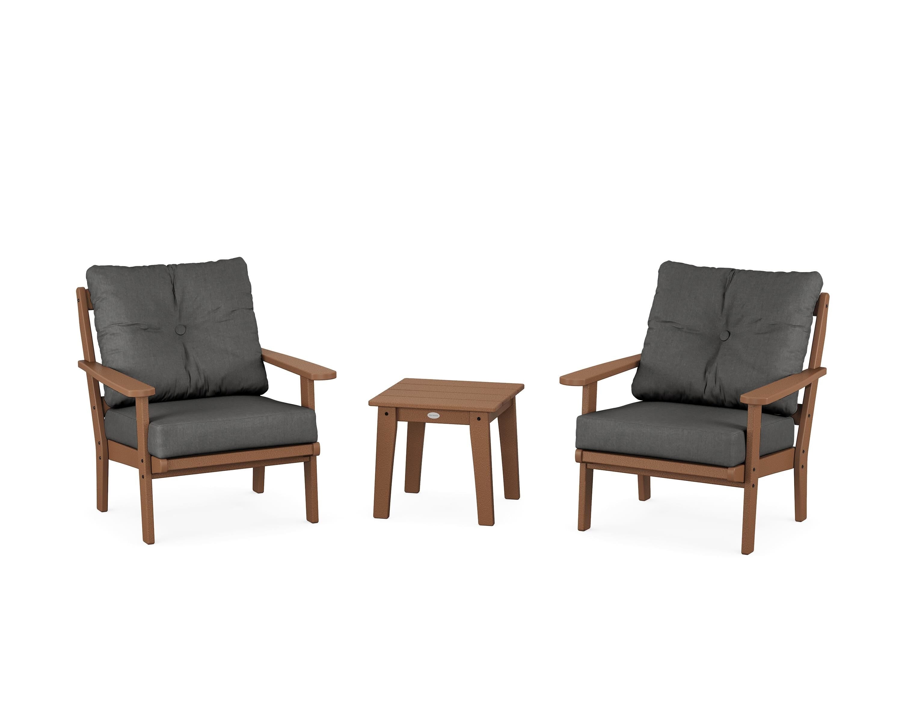 POLYWOOD Mission 3-Piece Deep Seating Set in Teak / Spectrum Carbon