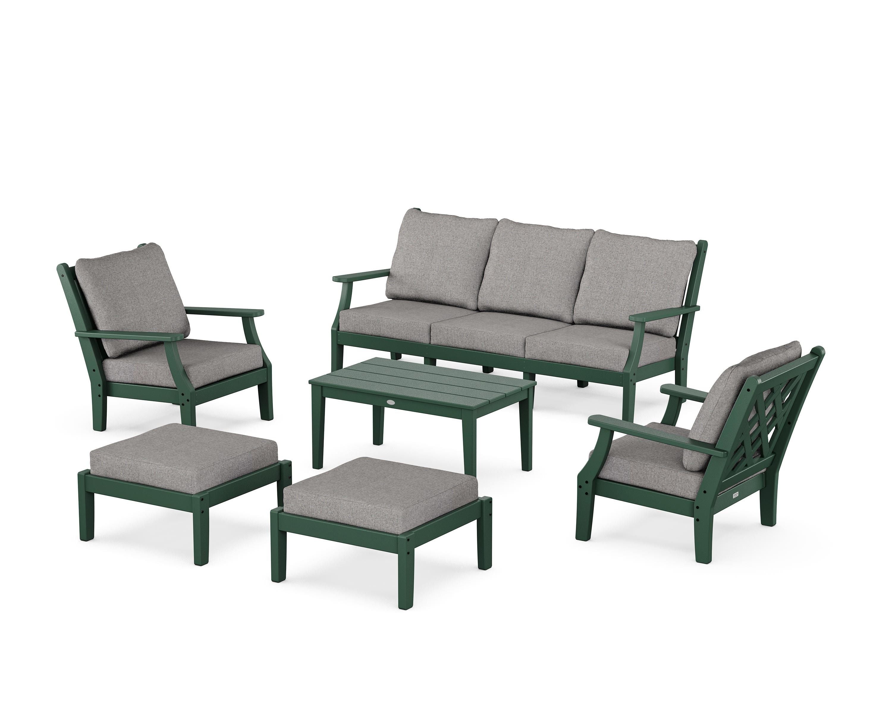 Country Living Wovendale 6-Piece Lounge Sofa Set in Green / Grey Mist