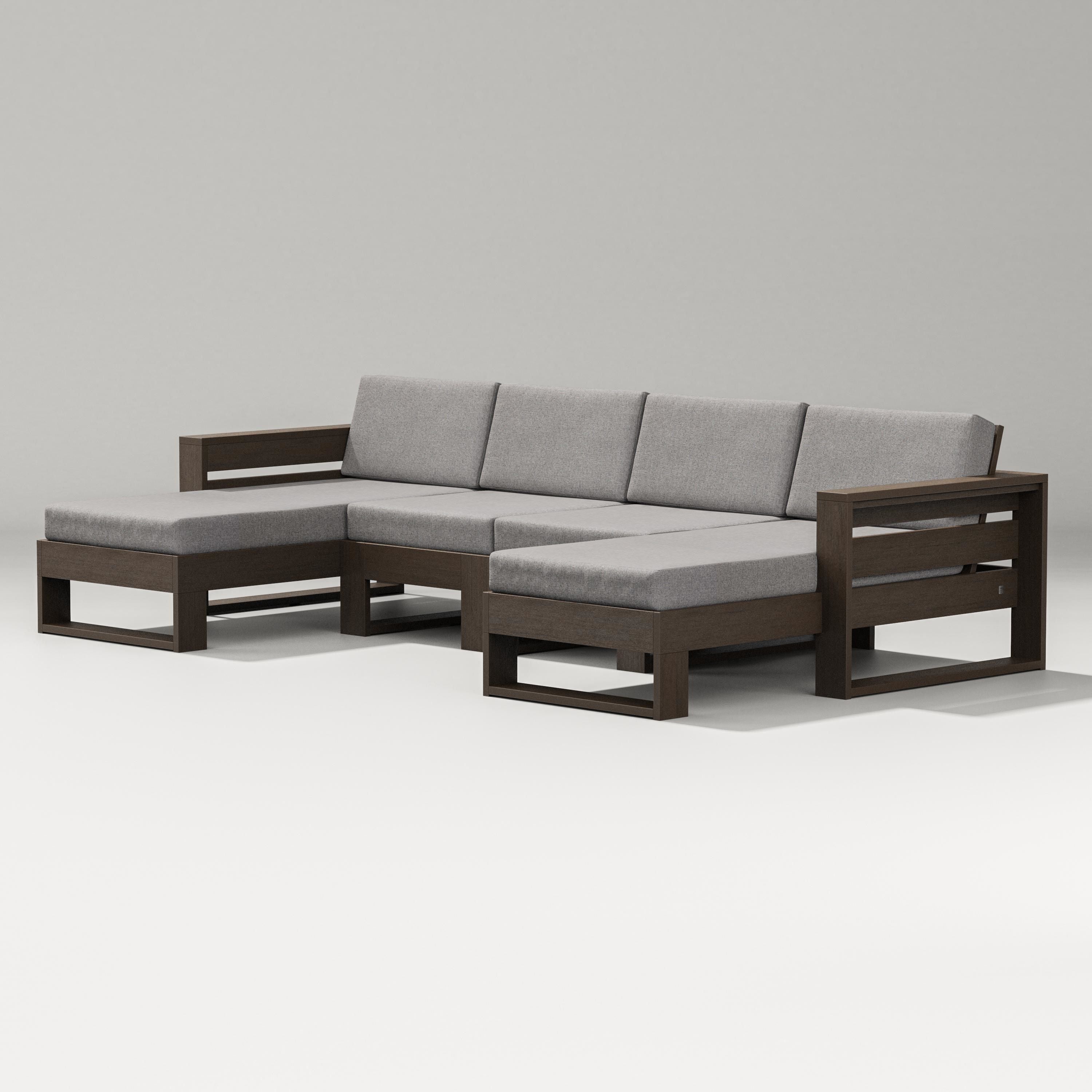 PW Designer Series Latitude Double Chaise Sectional in Kona / Grey Mist