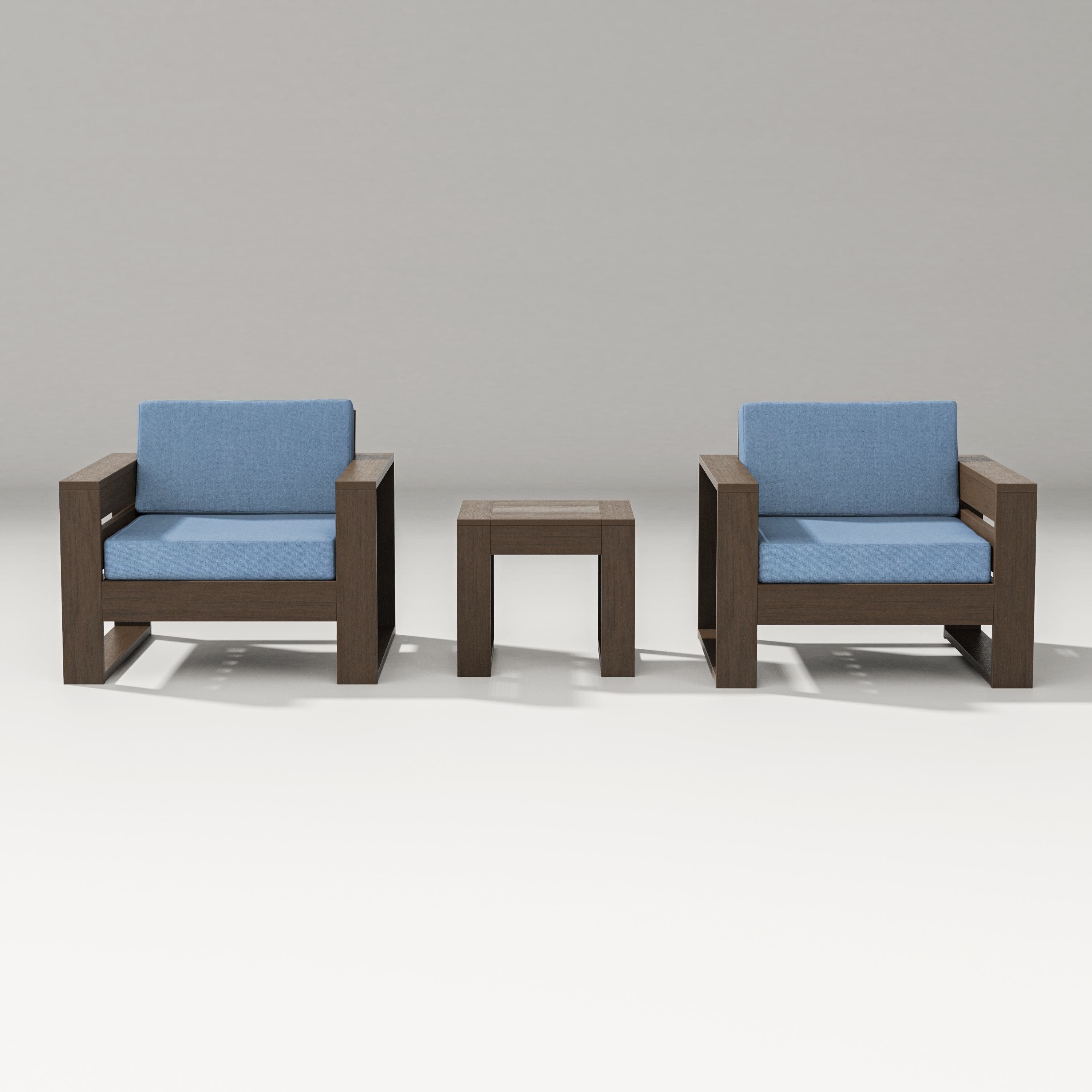 PW Designer Series Latitude 3-Piece Lounge Chair Set in Kona / Sky Blue
