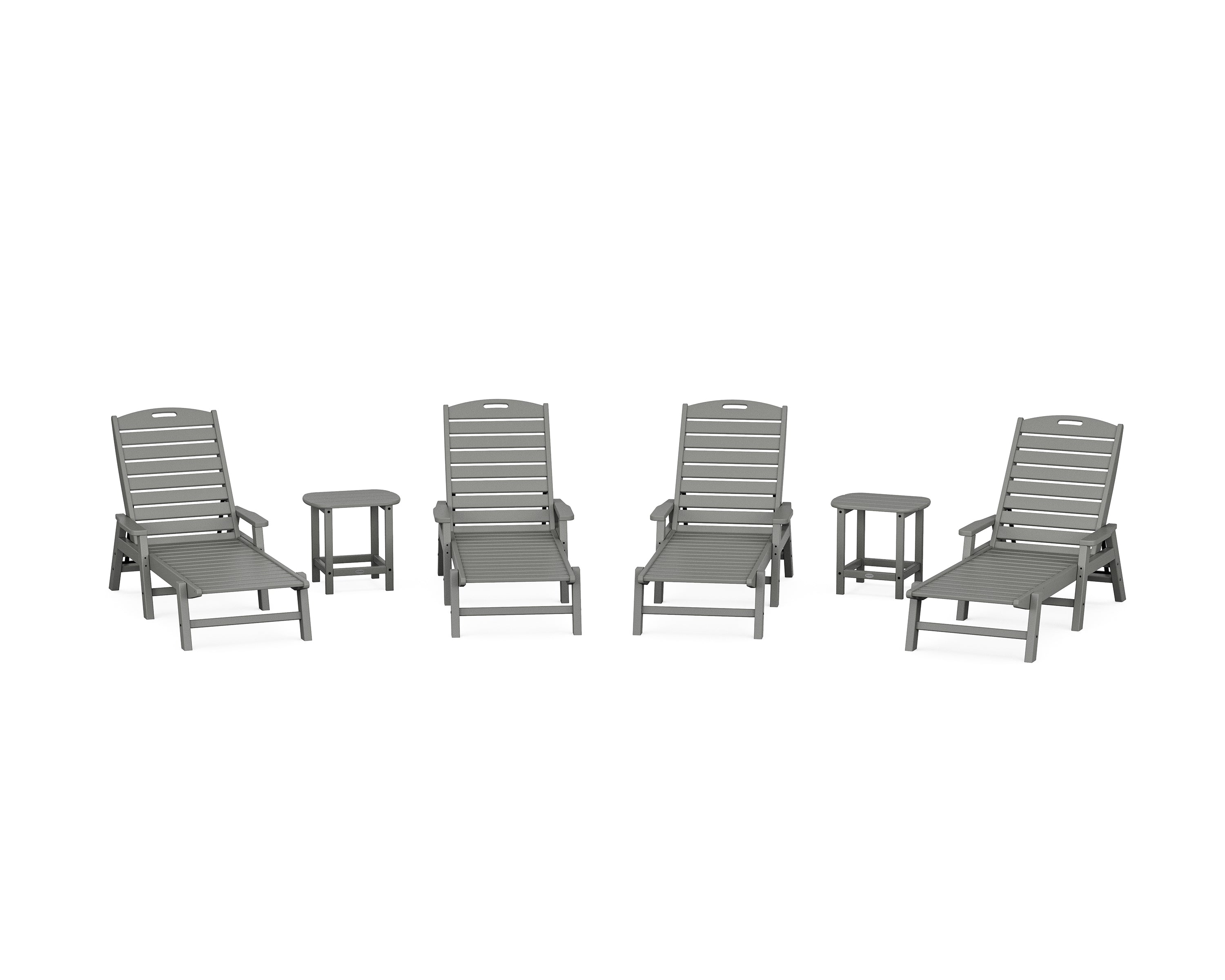 POLYWOOD Nautical Chaise 6-Piece Set with Arms in Slate Grey