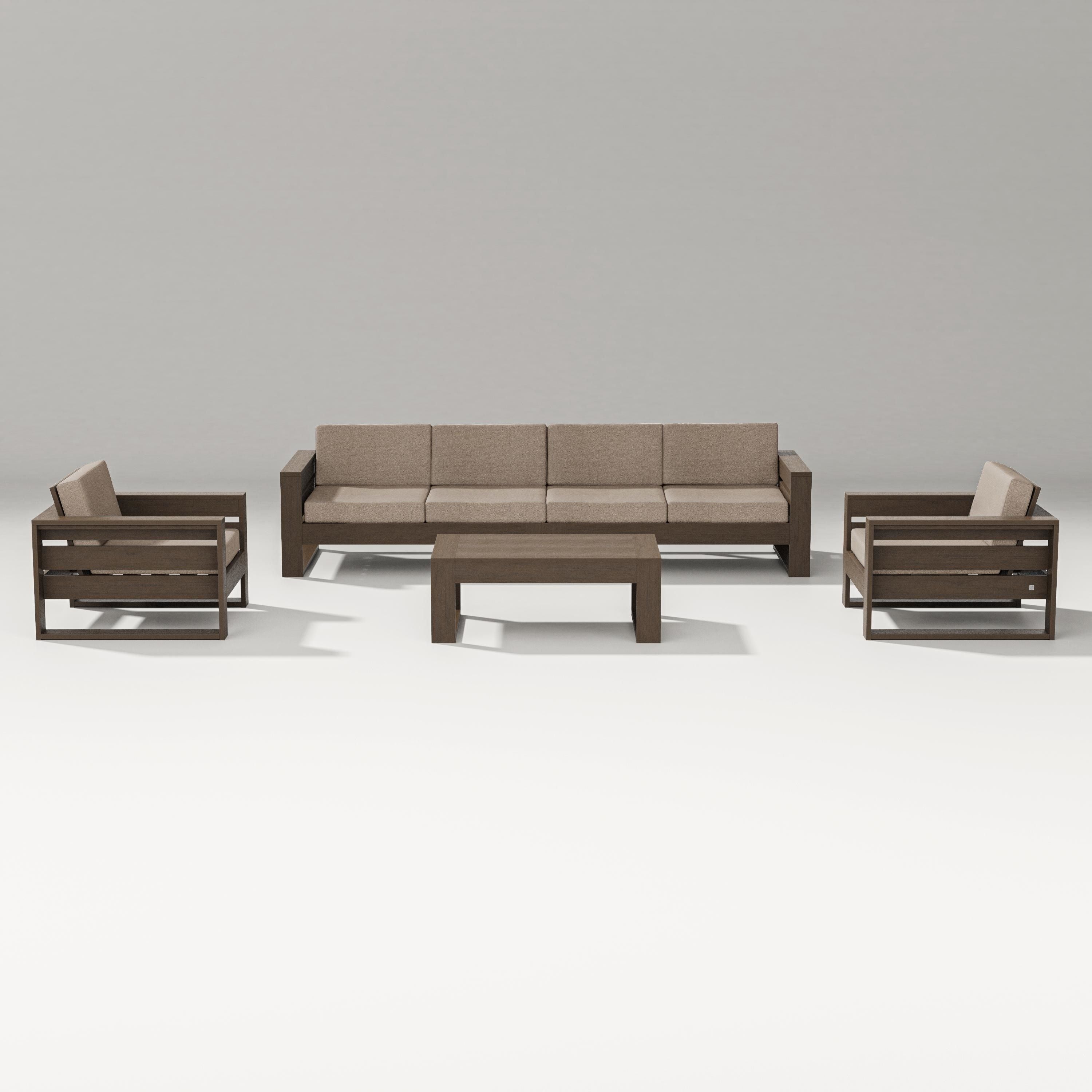 PW Designer Series Latitude 5-Piece Lounge Sofa Set in Kona / Spiced Burlap