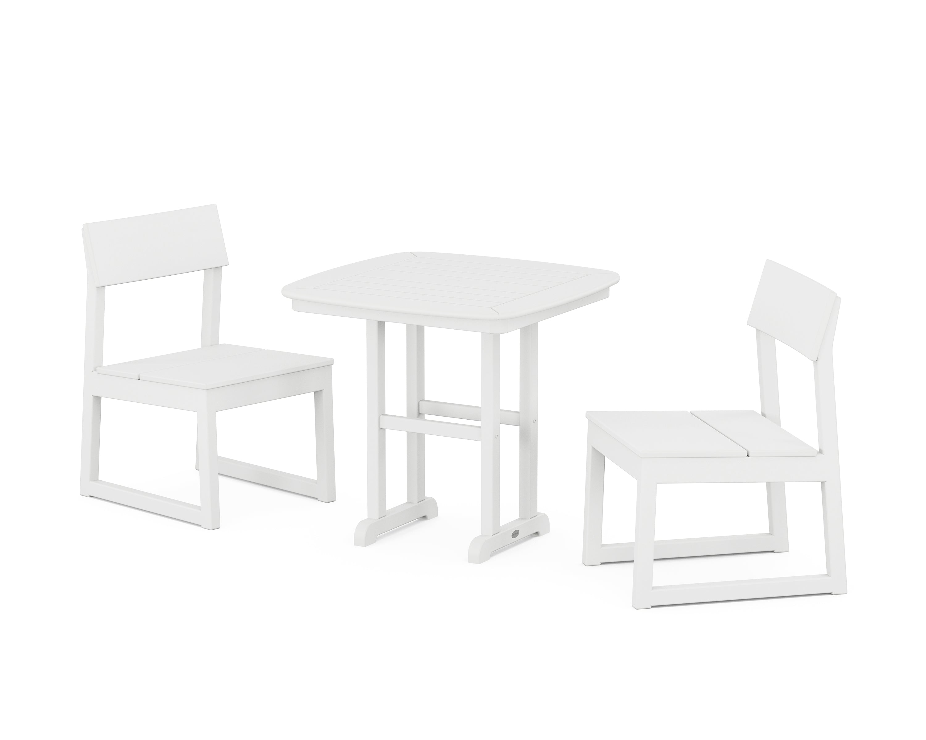 POLYWOOD® EDGE Side Chair 3-Piece Dining Set in White