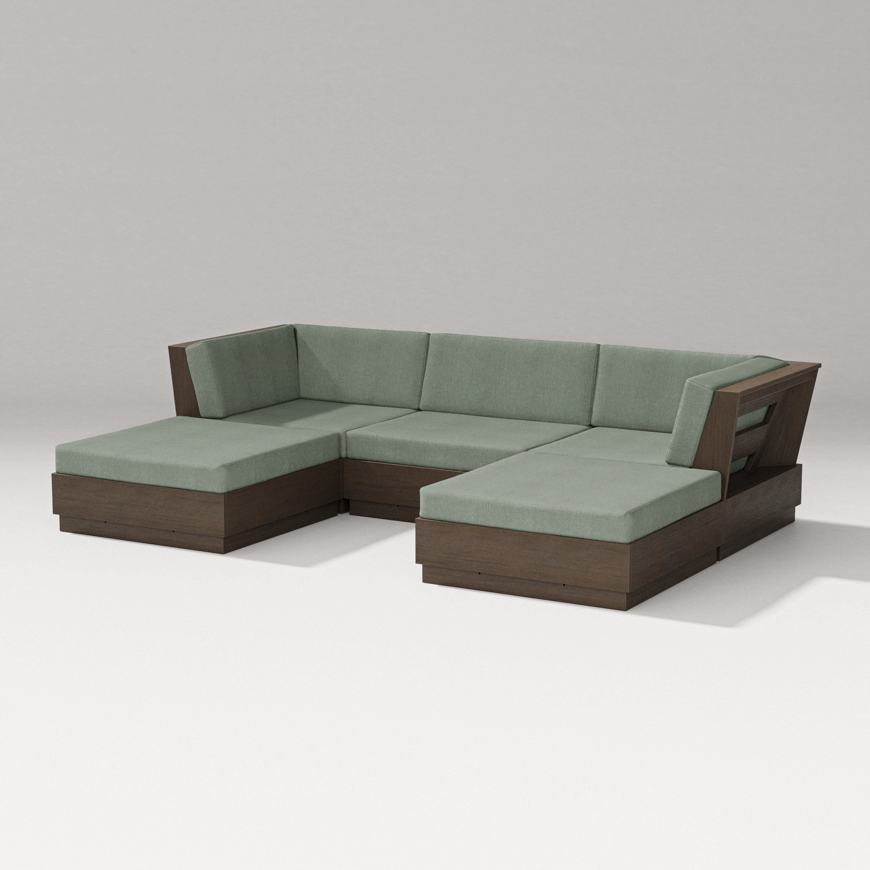 PW Designer Series Elevate Double Chaise Sectional in Kona / Cast Sage