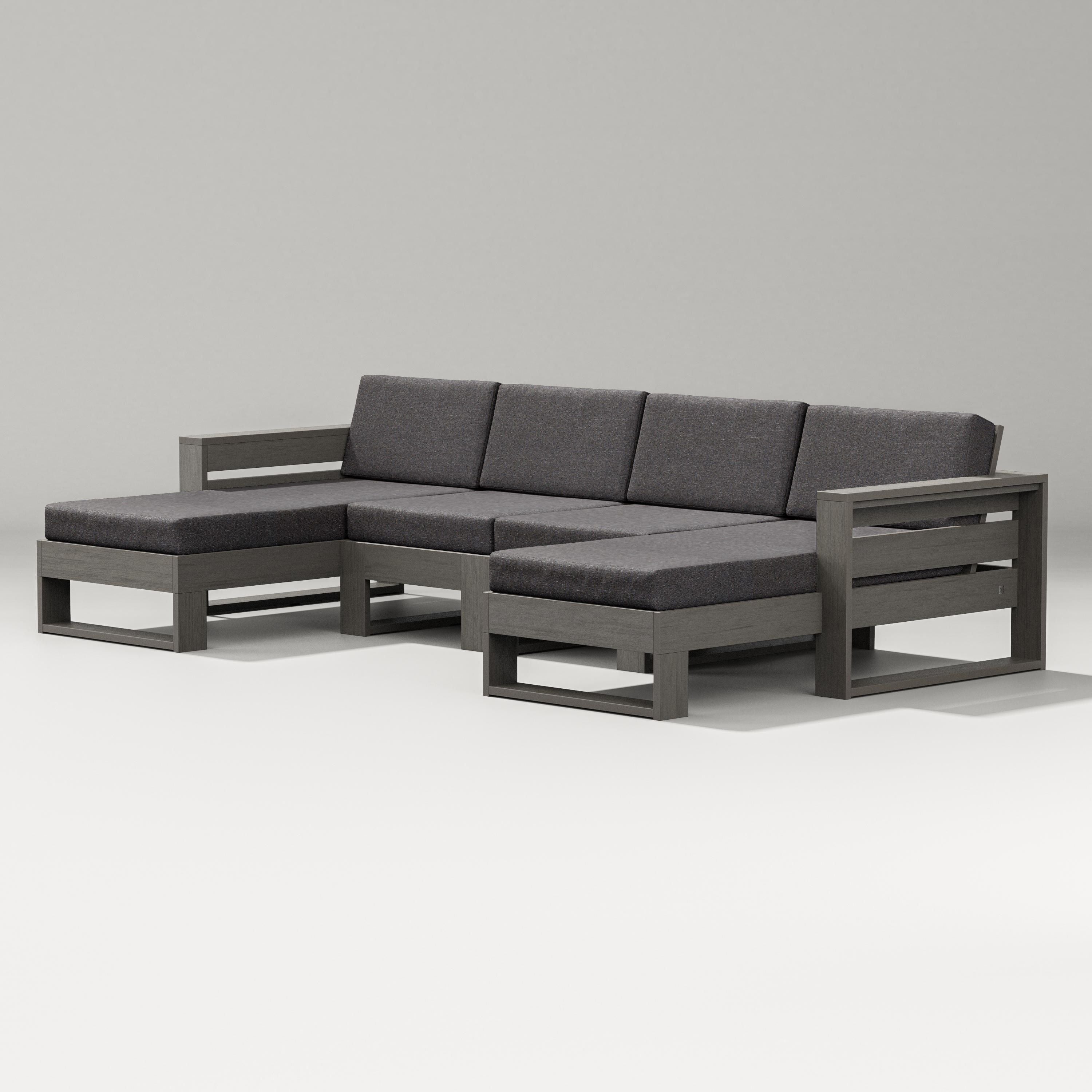 PW Designer Series Latitude Double Chaise Sectional in Driftwood / Ash Charcoal