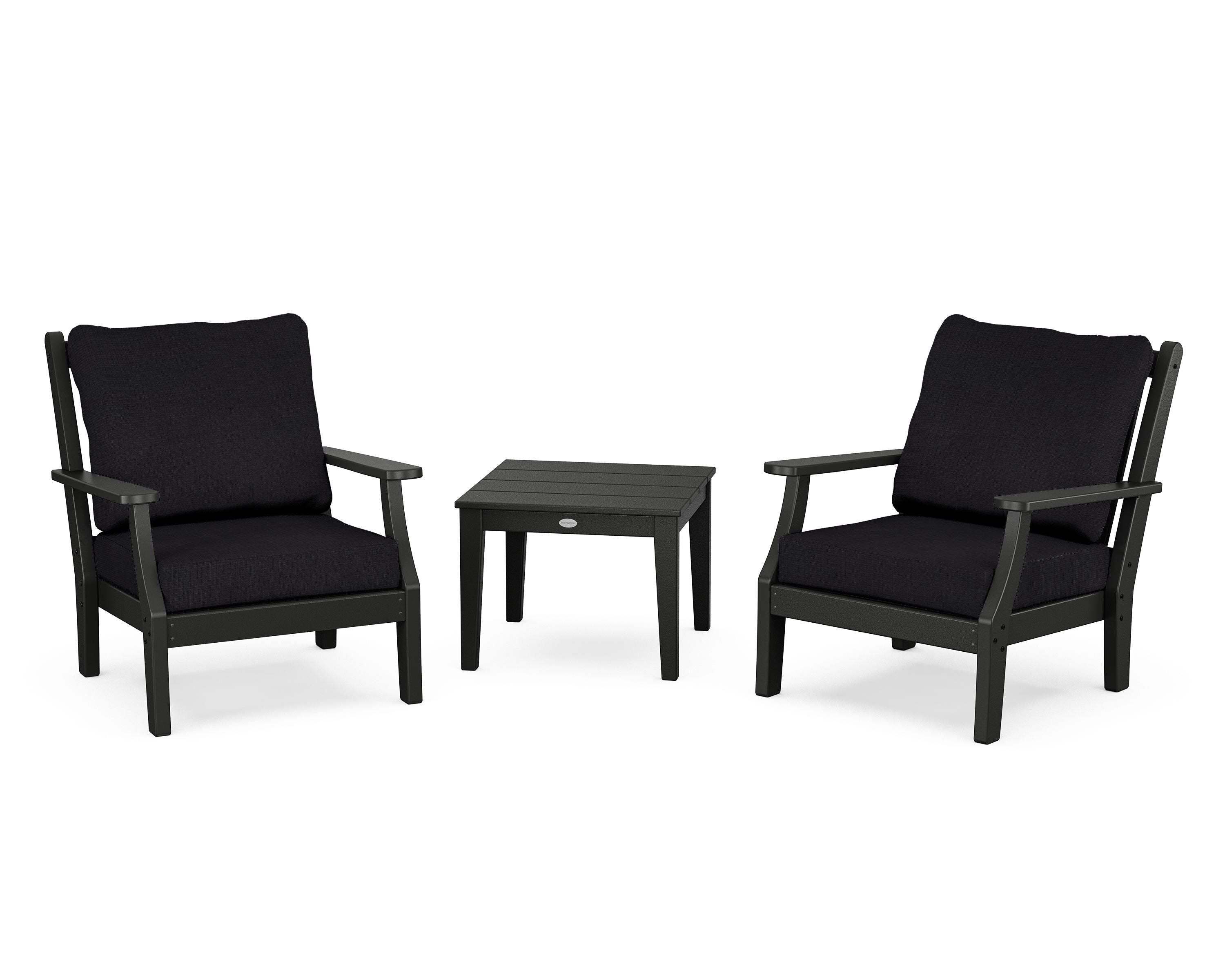 Country Living Wovendale 3-Piece Deep Seating Set in Black / Midnight Linen