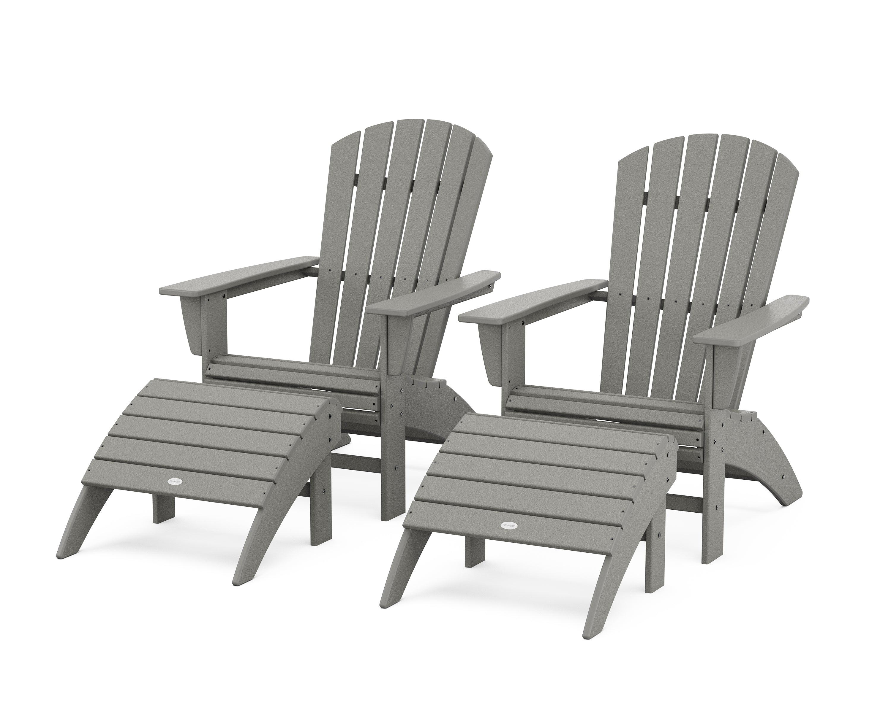 POLYWOOD® Nautical Curveback Adirondack Chair 4-Piece Set with Ottomans in Slate Grey