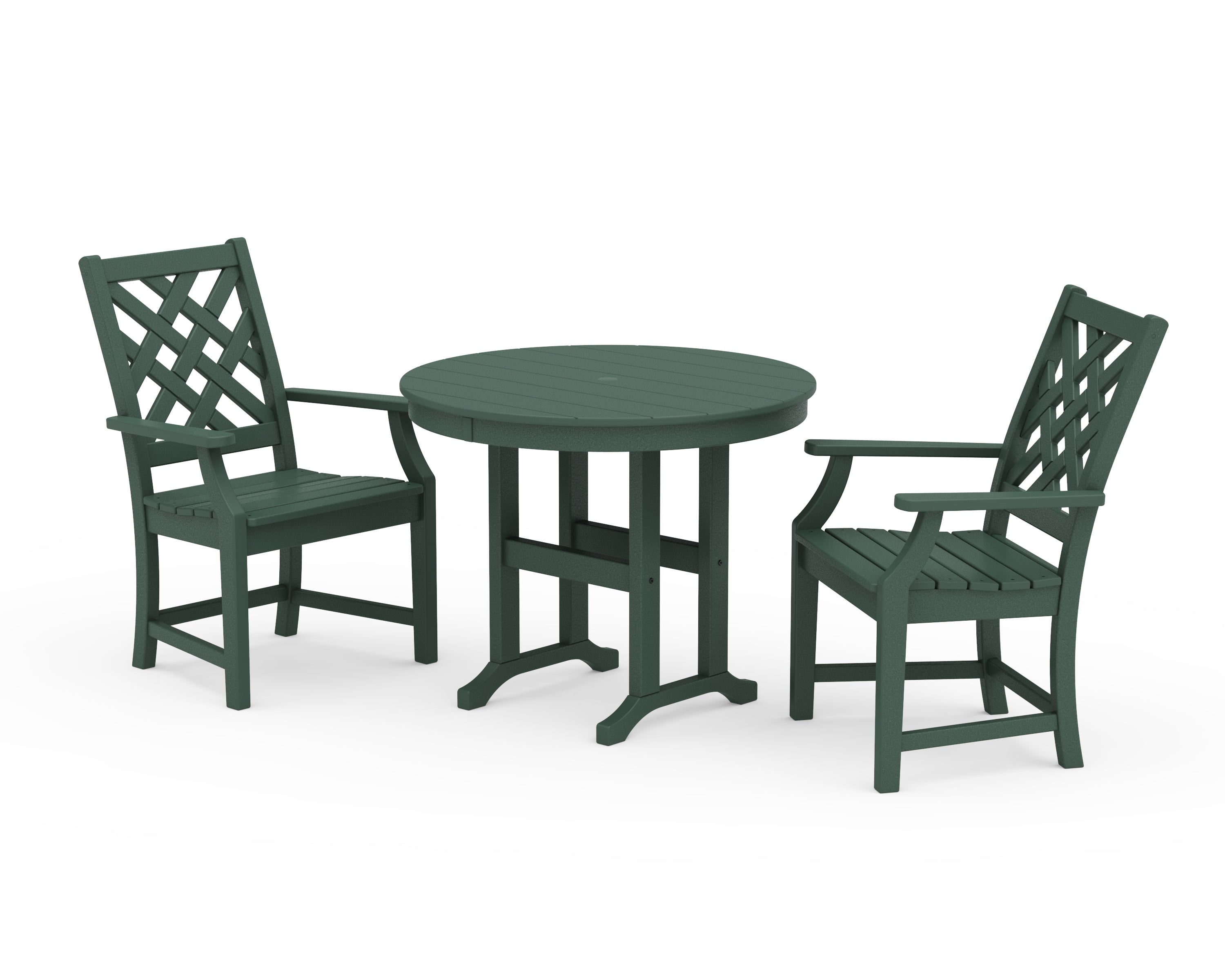 POLYWOOD Wovendale 3-Piece Farmhouse Dining Set in Green