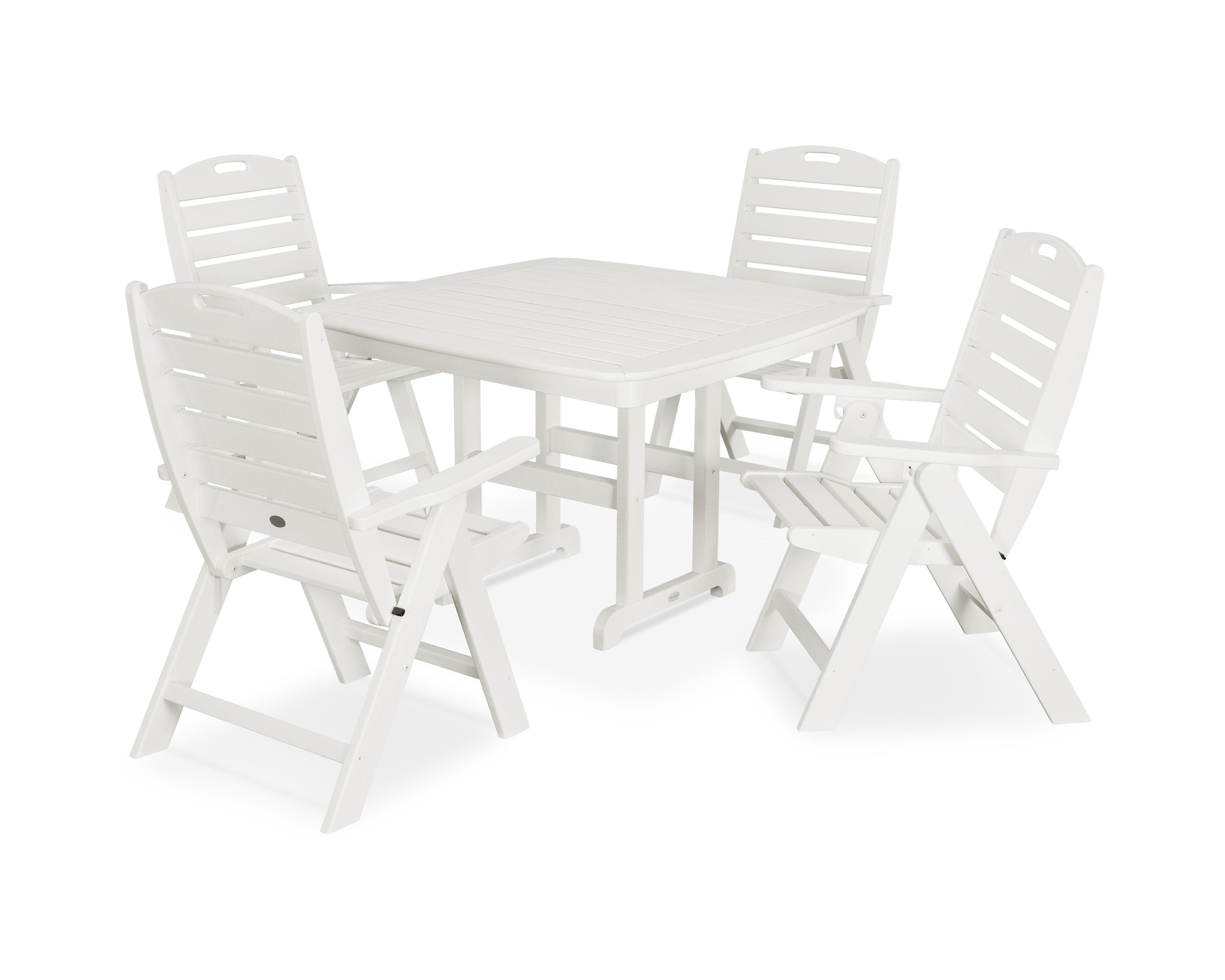 POLYWOOD® Nautical Highback Chair 5-Piece Dining Set in Vintage White