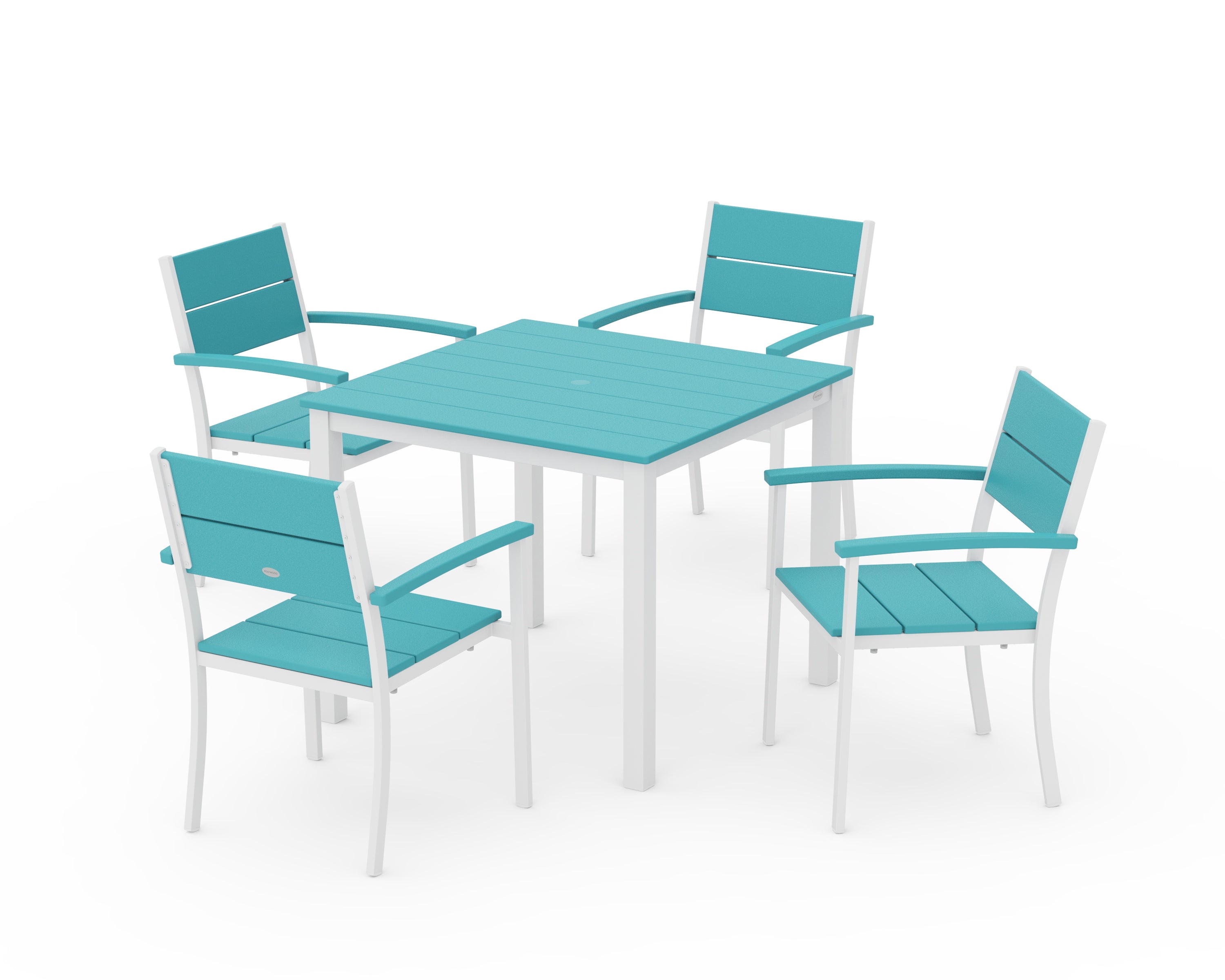POLYWOOD Main Street 5-Piece Dining Set in White / Aruba