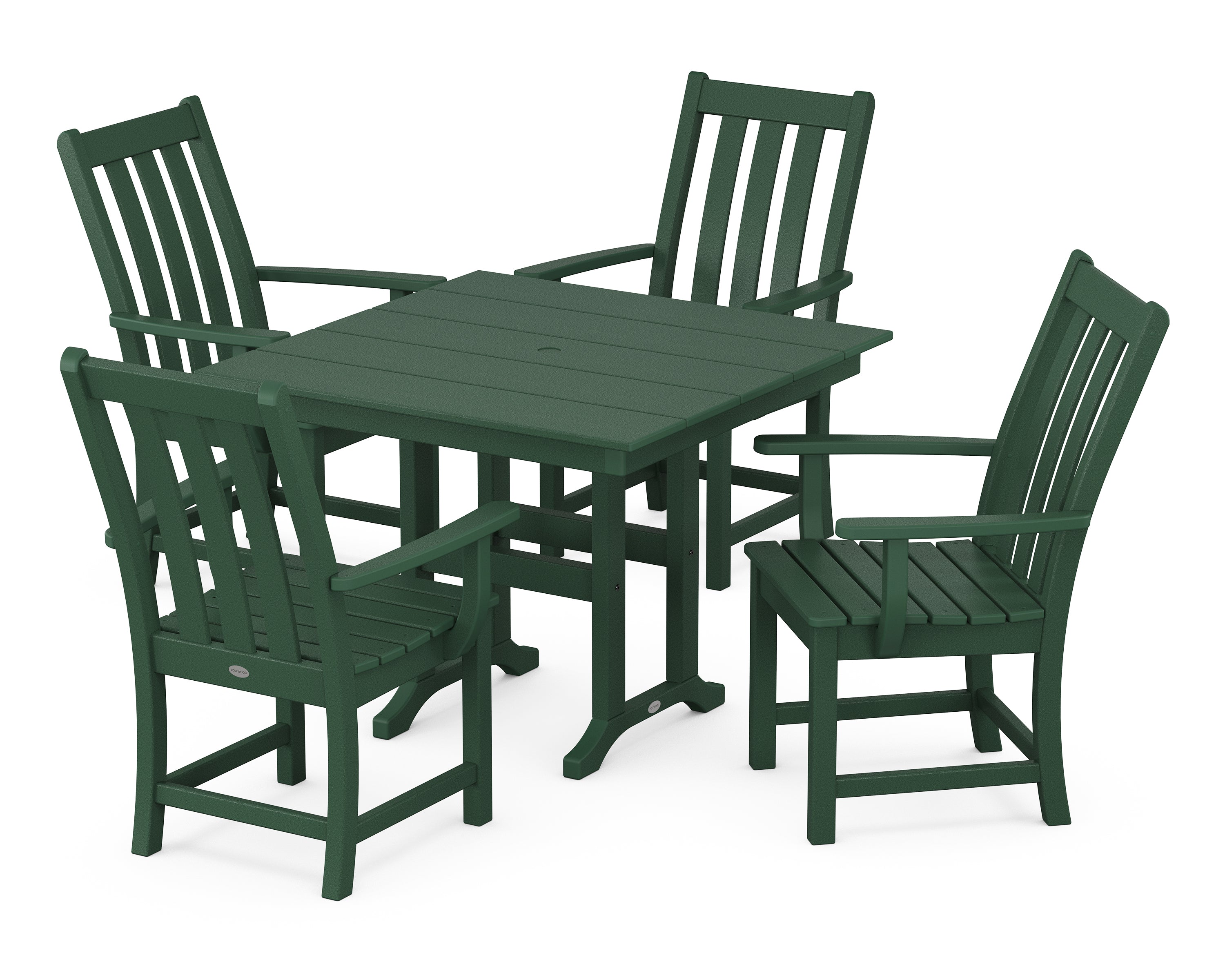 POLYWOOD® Vineyard 5-Piece Farmhouse Dining Set in Green