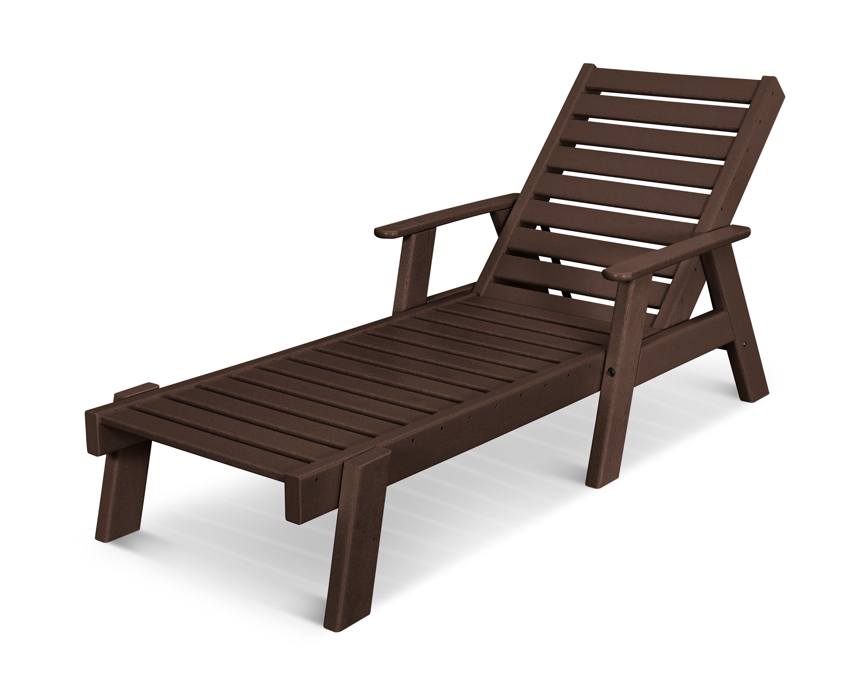 POLYWOOD® Captain Chaise with Arms in Mahogany