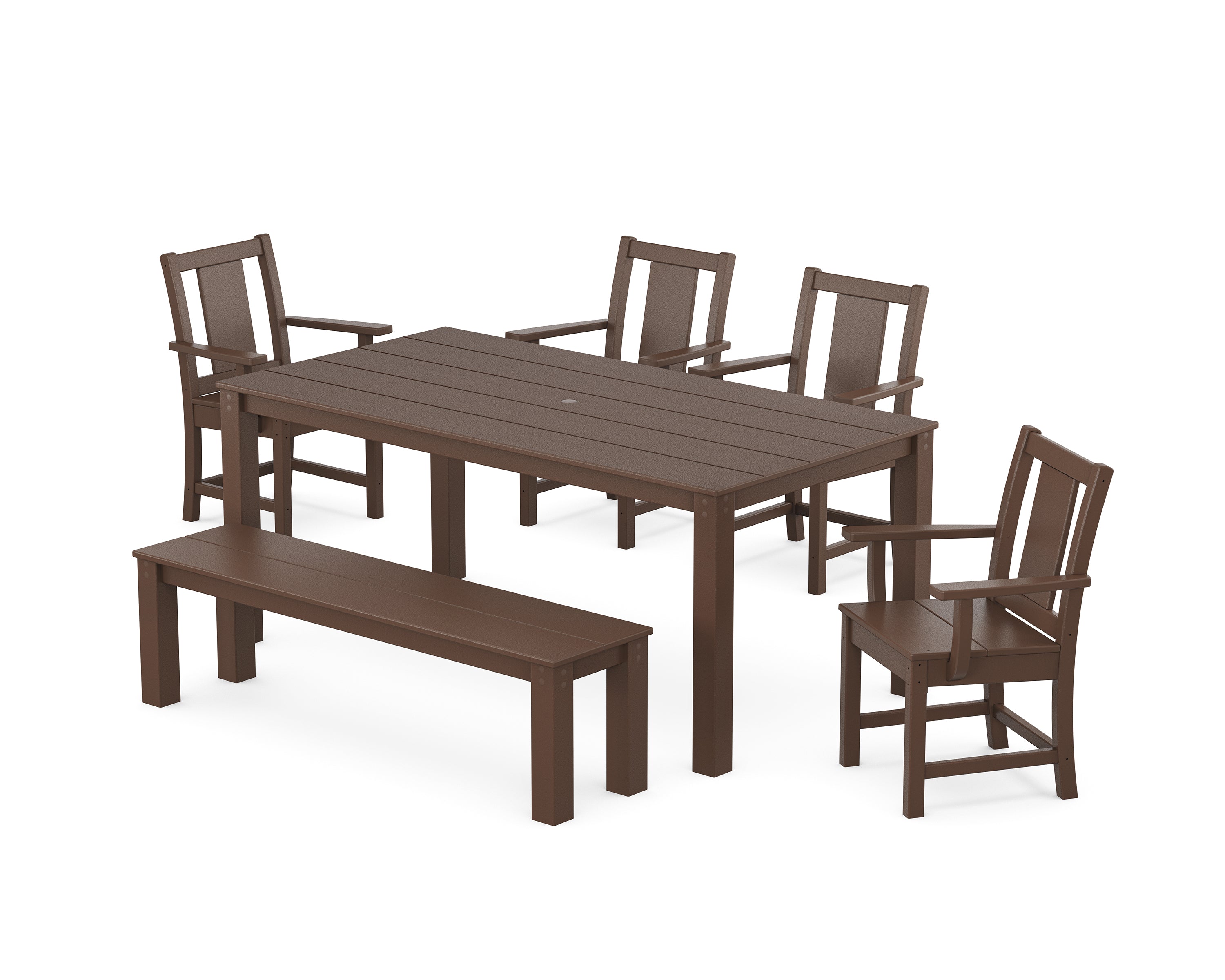 POLYWOOD® Prairie 6-Piece Parsons Dining Set with Bench in Mahogany