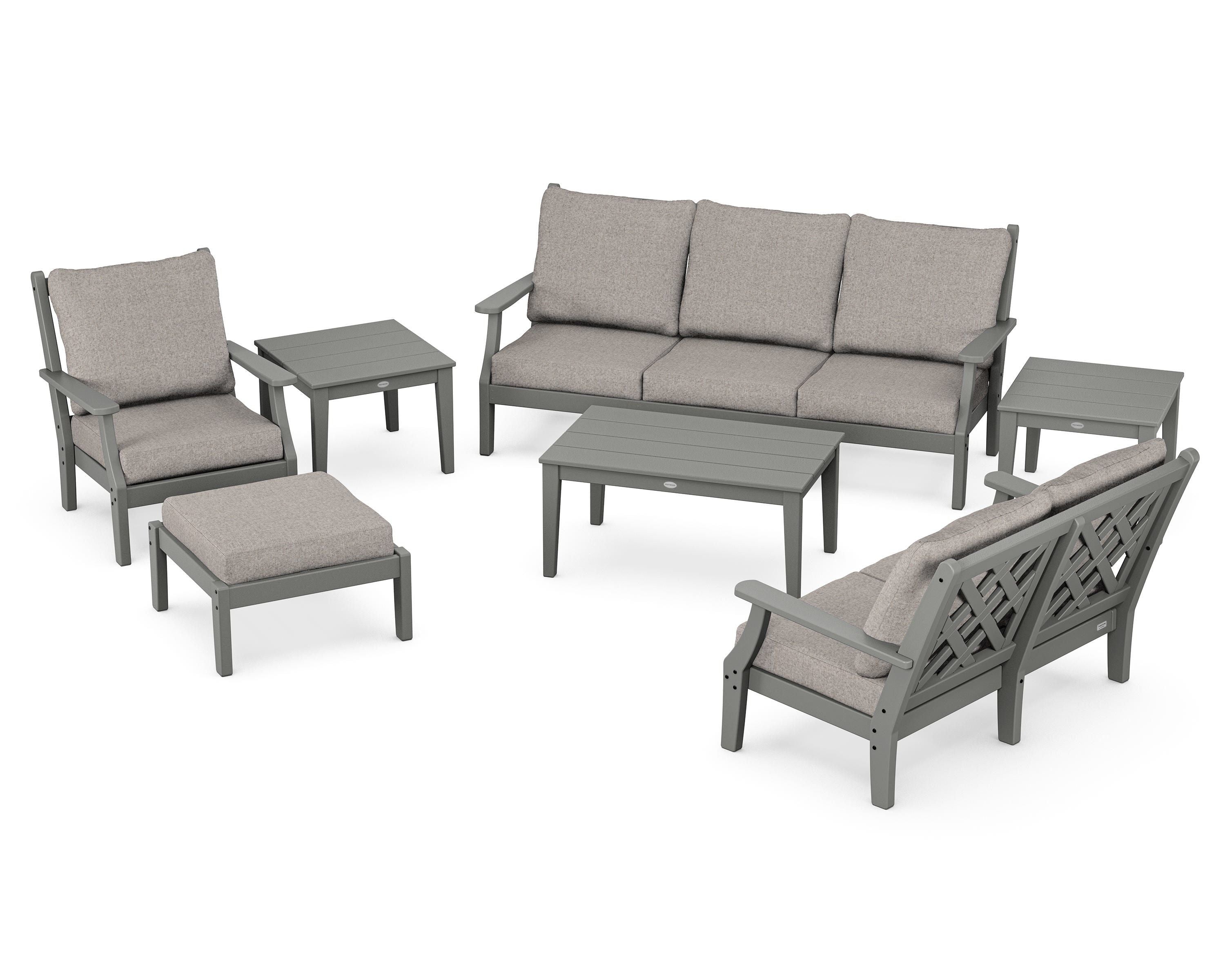 Country Living Wovendale 7-Piece Deep Seating Set in Slate Grey / Weathered Tweed