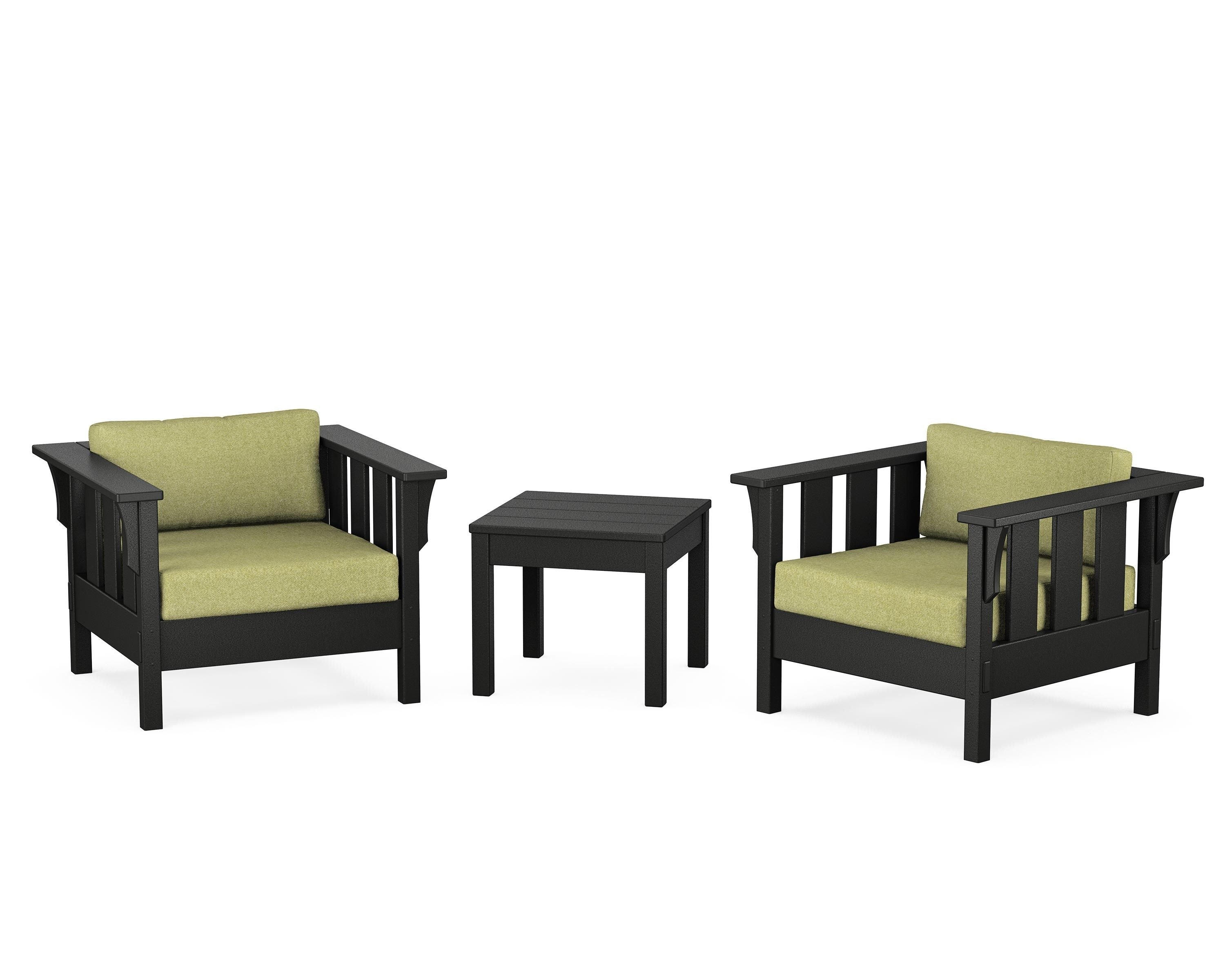 Martha Stewart by POLYWOOD Acadia 3-Piece Deep Seating Set in Black / Chartreuse Boucle