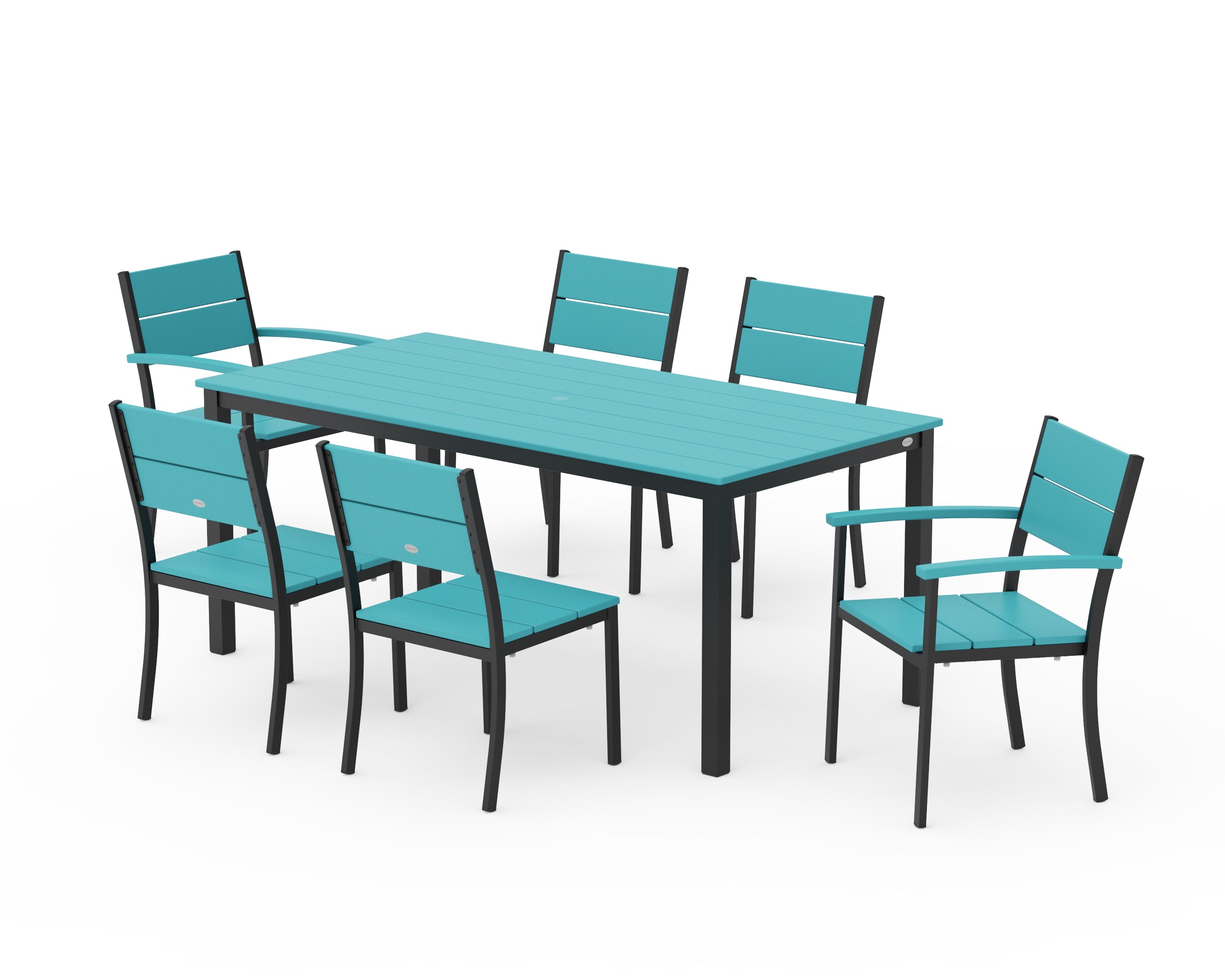 POLYWOOD Main Street 7-Piece Dining Set in Black / Aruba