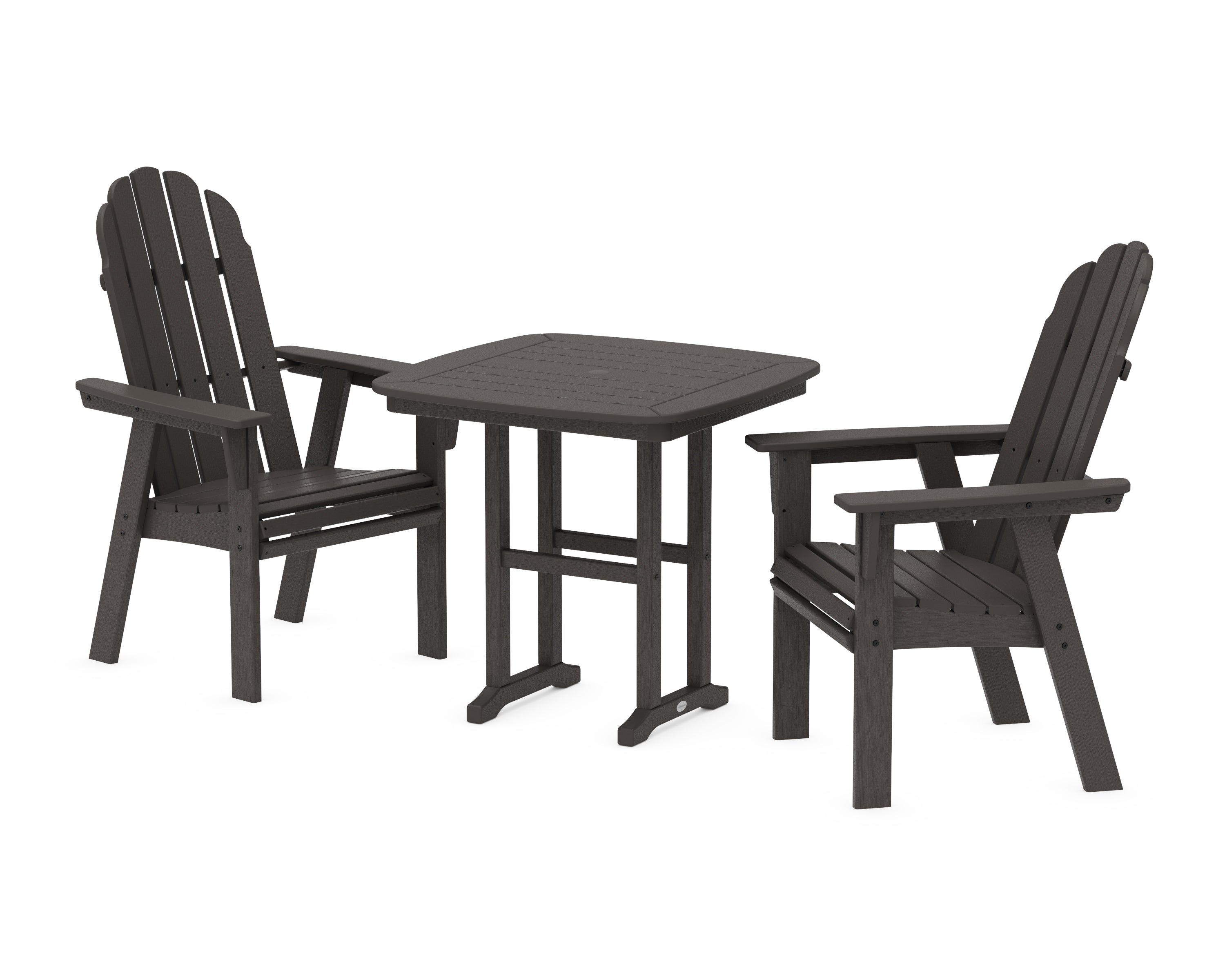POLYWOOD Vineyard Adirondack 3-Piece Dining Set in Vintage Coffee