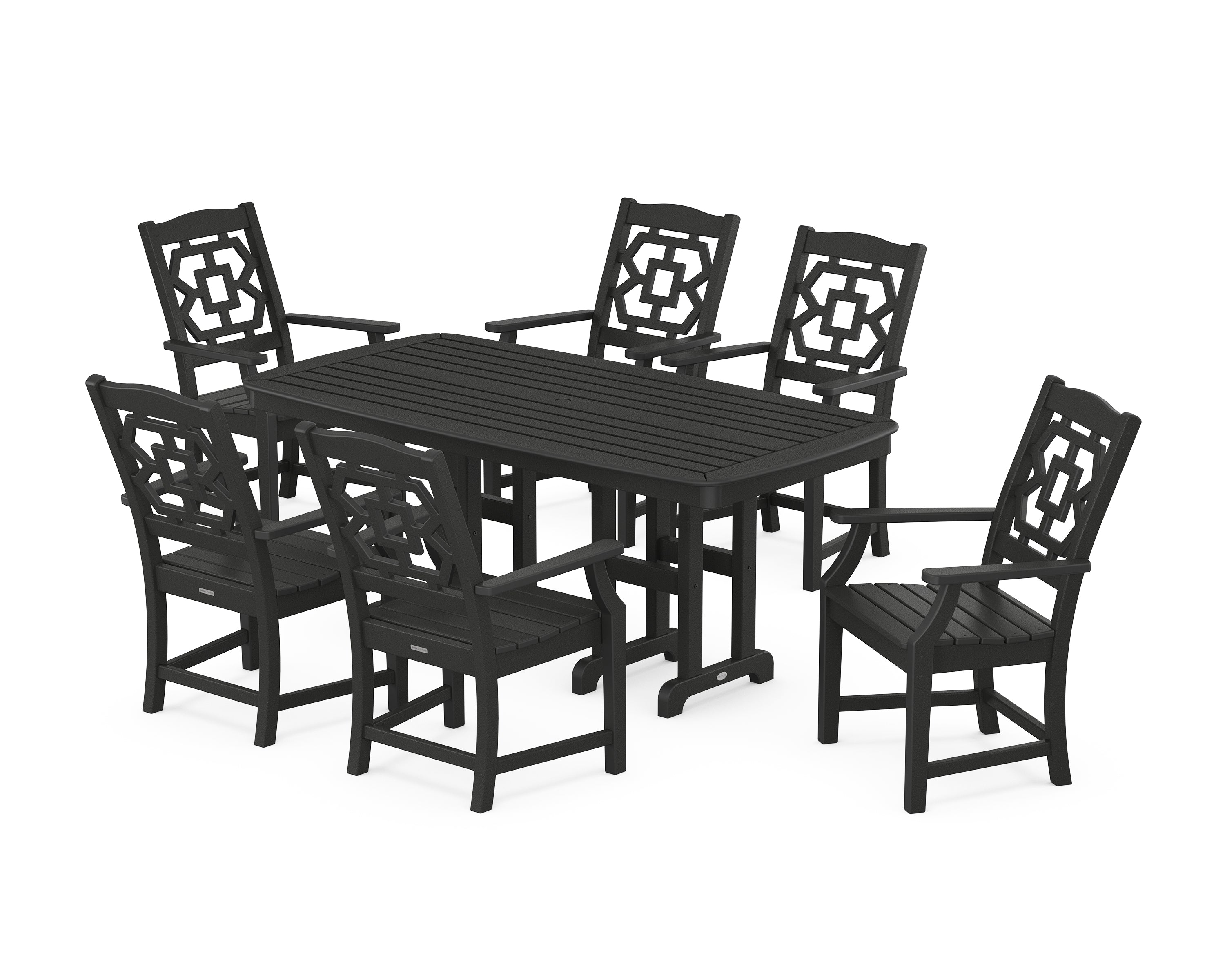 Martha Stewart by POLYWOOD® Chinoiserie Arm Chair 7-Piece Dining Set in Black