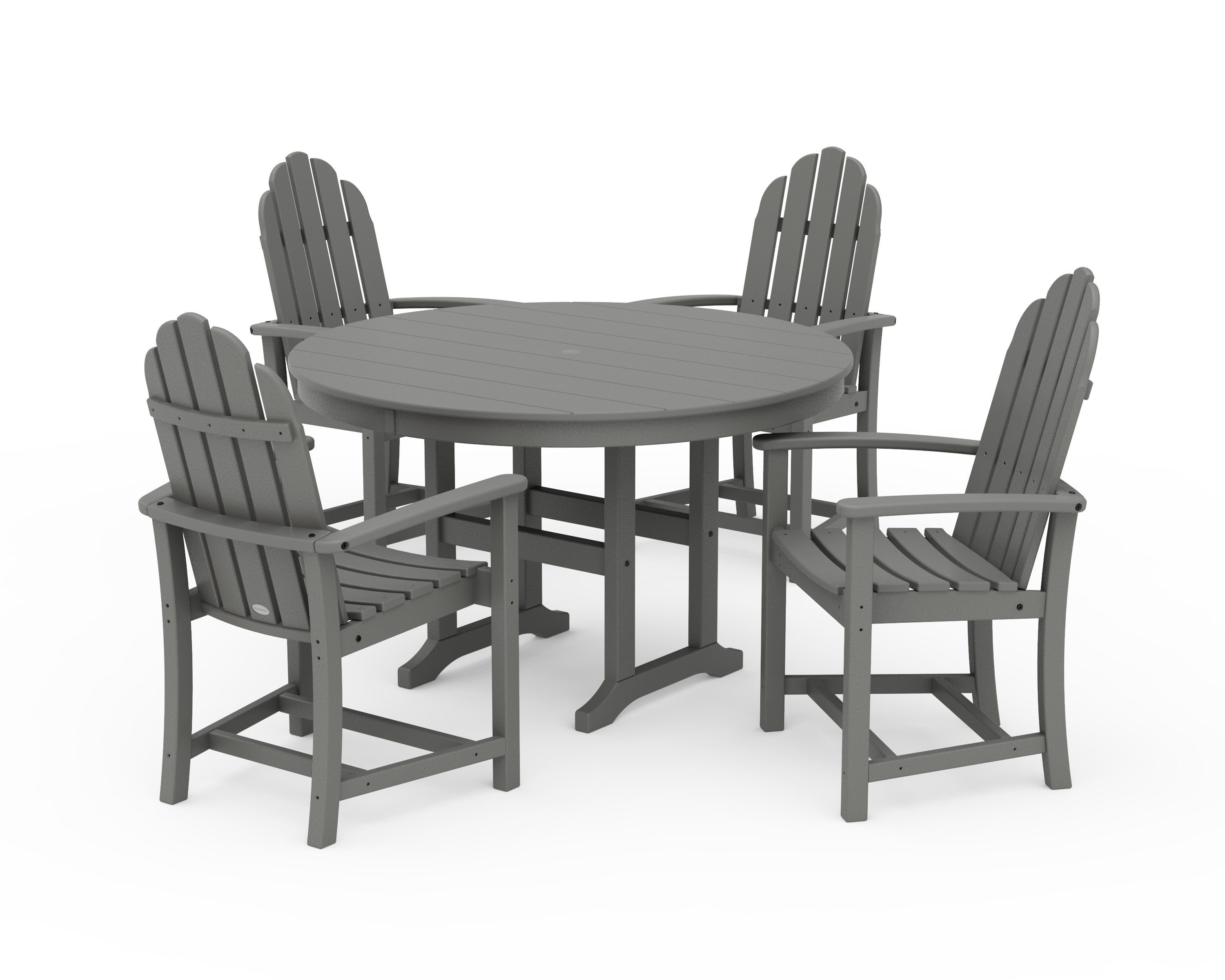POLYWOOD Classic Adirondack 5-Piece Round Farmhouse Dining Set in Slate Grey