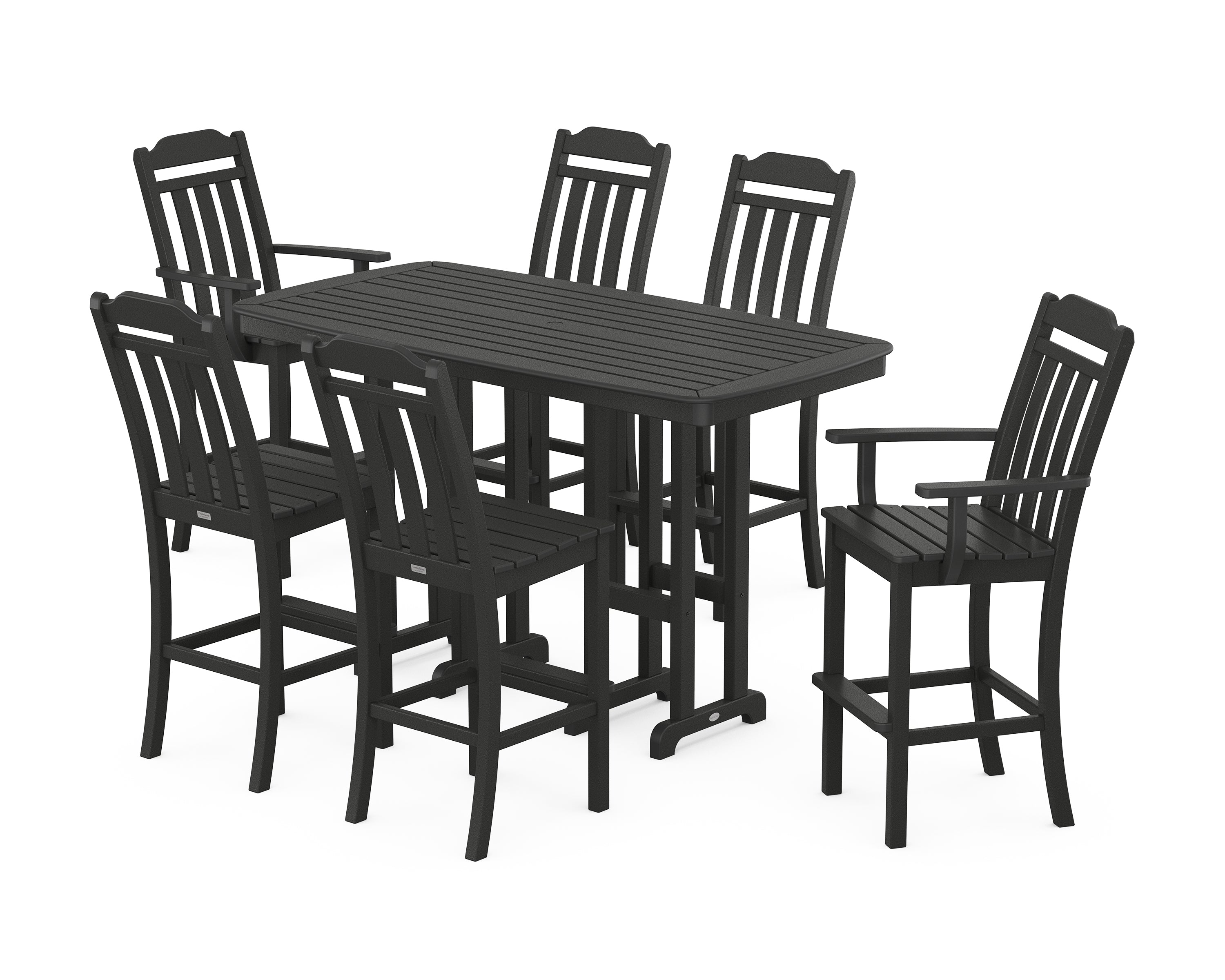 POLYWOOD Country Living 7-Piece Bar Set in Black