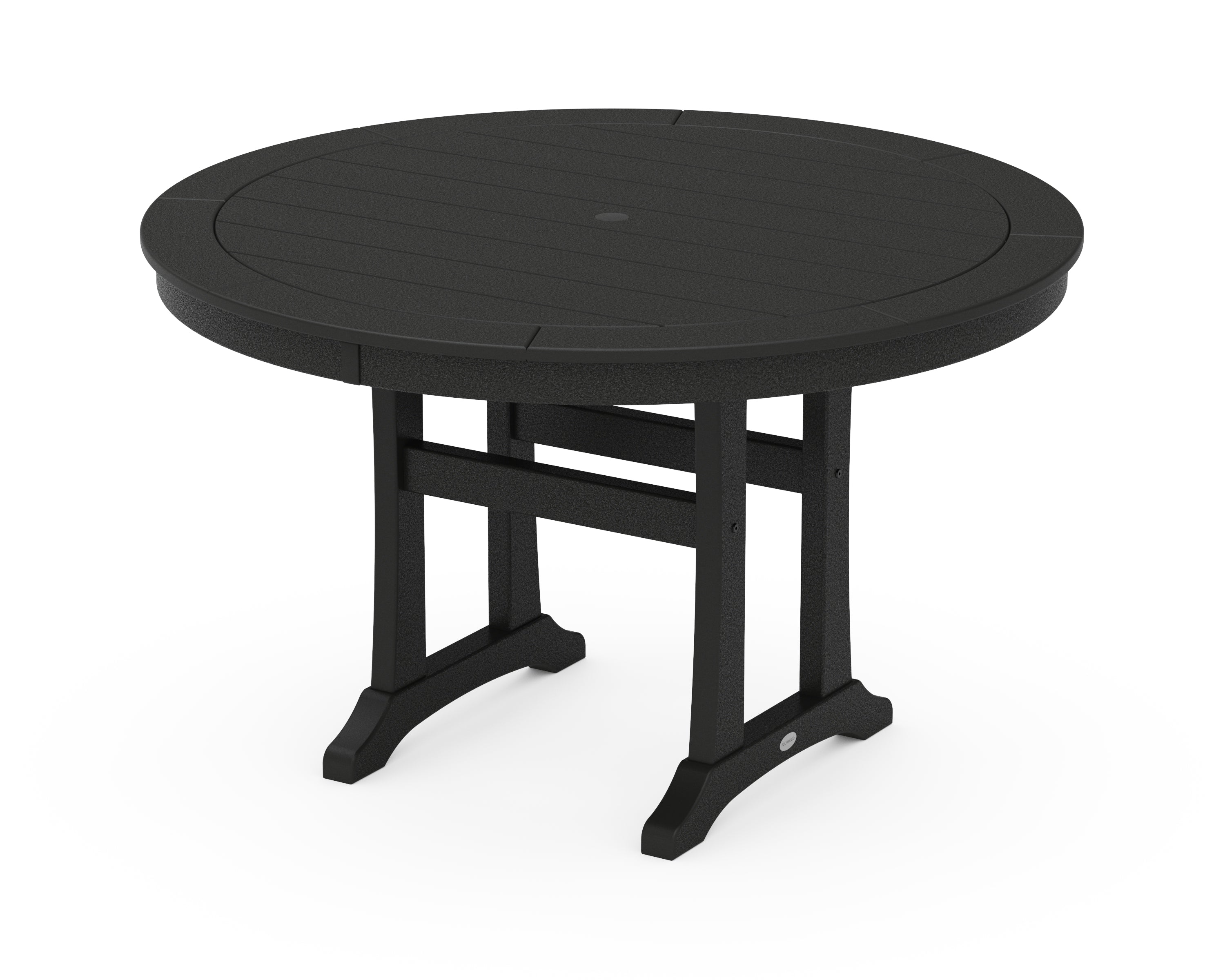 POLYWOOD Nautical Trestle 48" Round Dining Table in Black