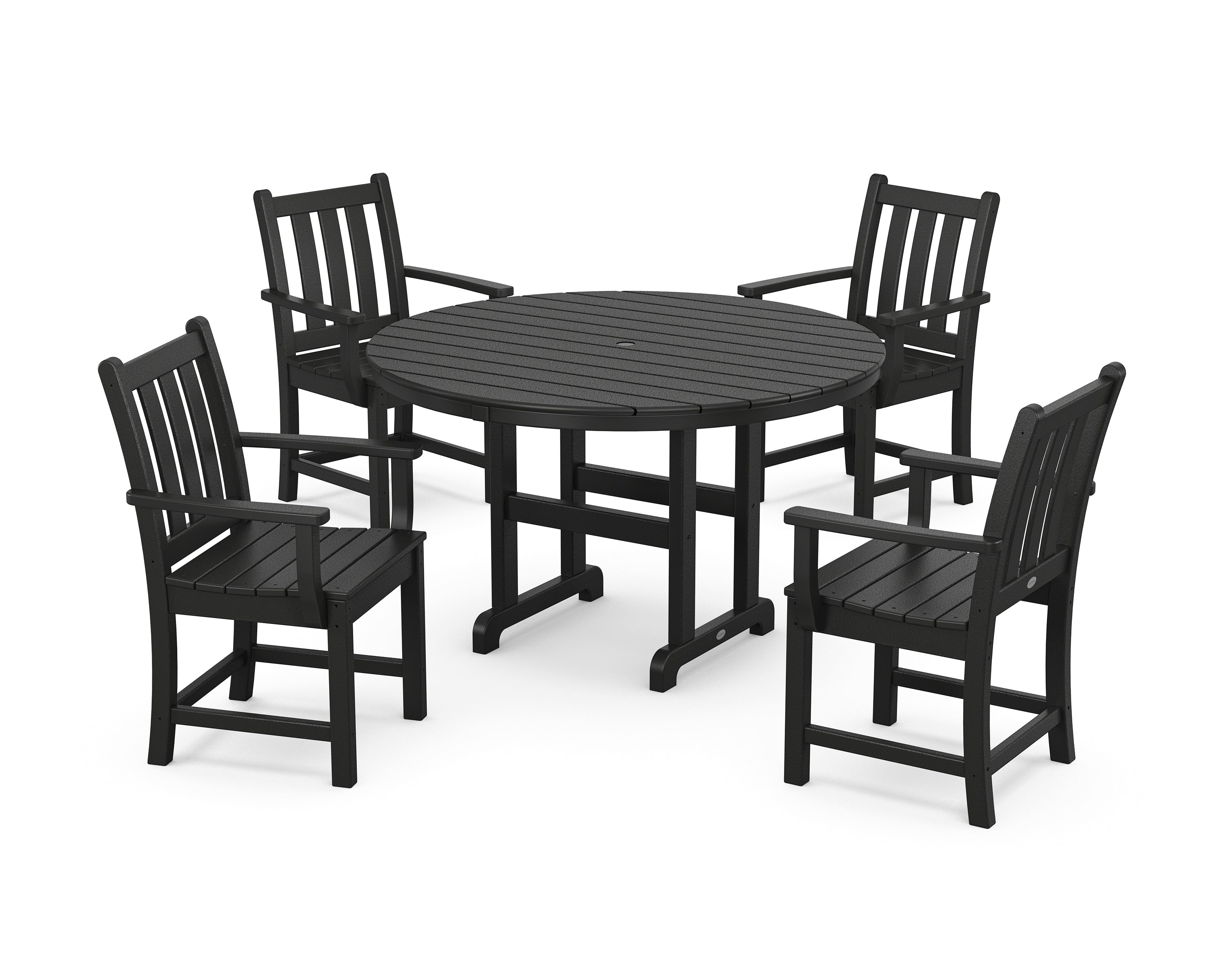 POLYWOOD® Traditional Garden 5-Piece Round Farmhouse Dining Set in Black