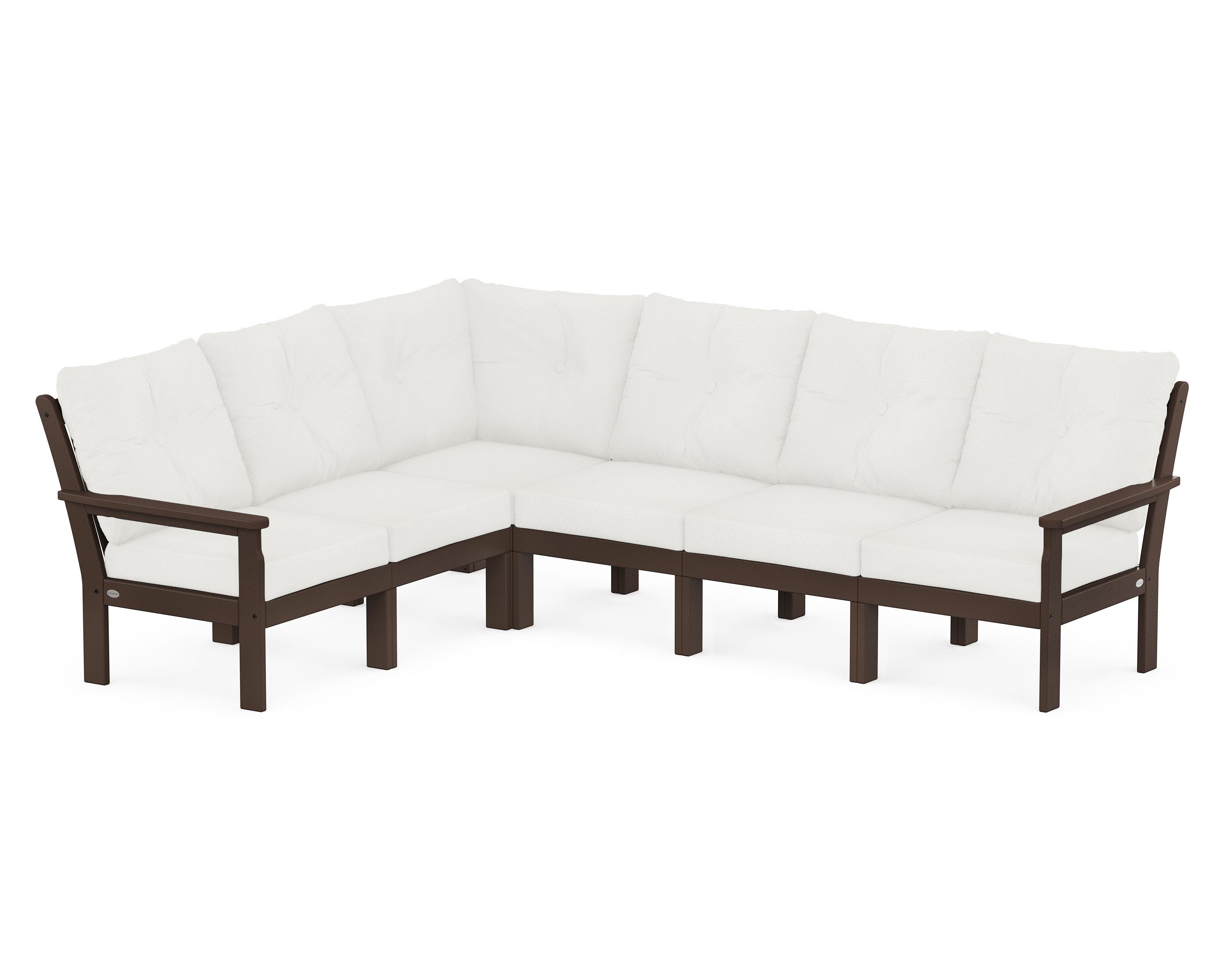POLYWOOD Vineyard 6-Piece Sectional in Mahogany / Natural Linen