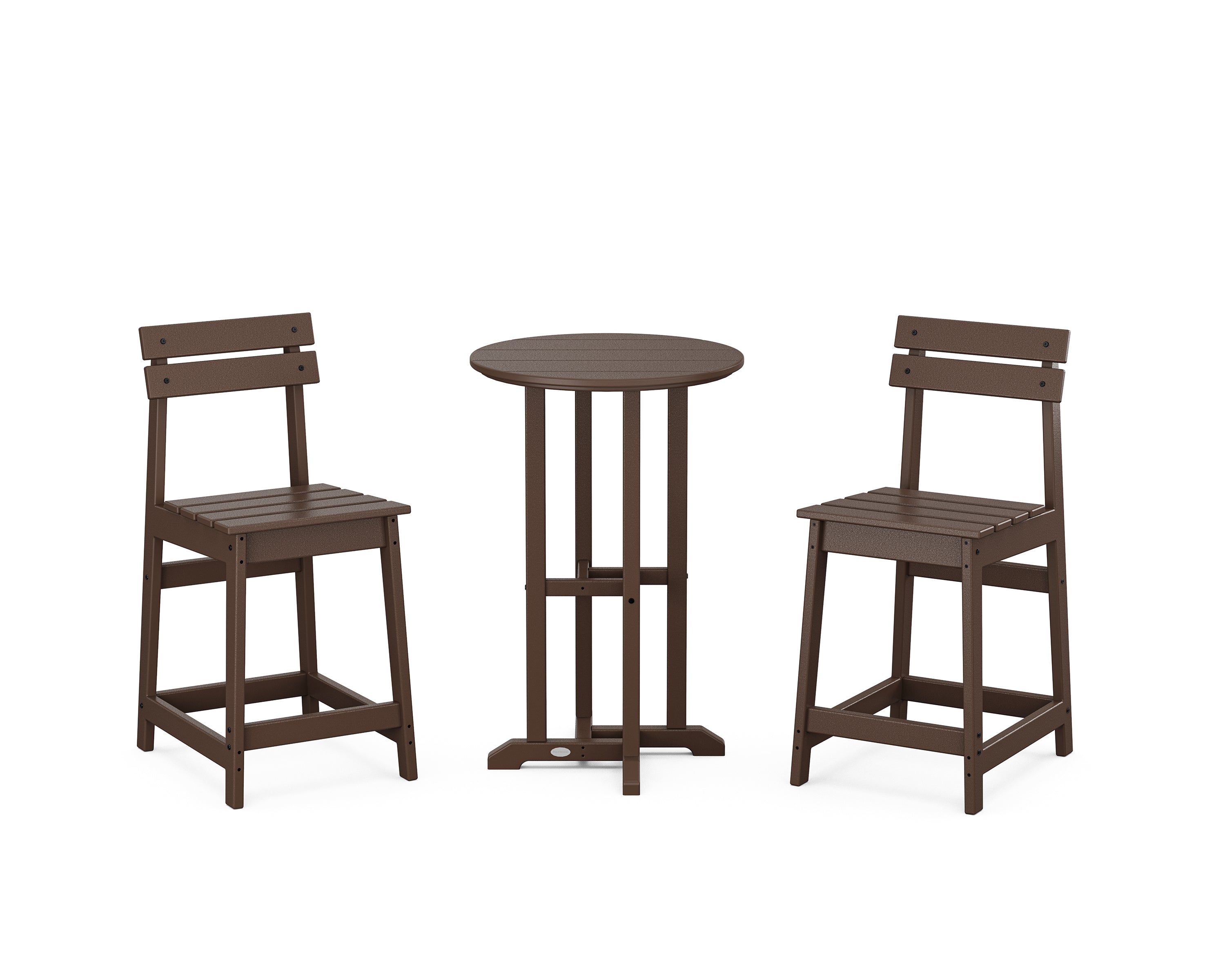 POLYWOOD Modern Studio Plaza 3-Piece Bistro Counter Set in Mahogany