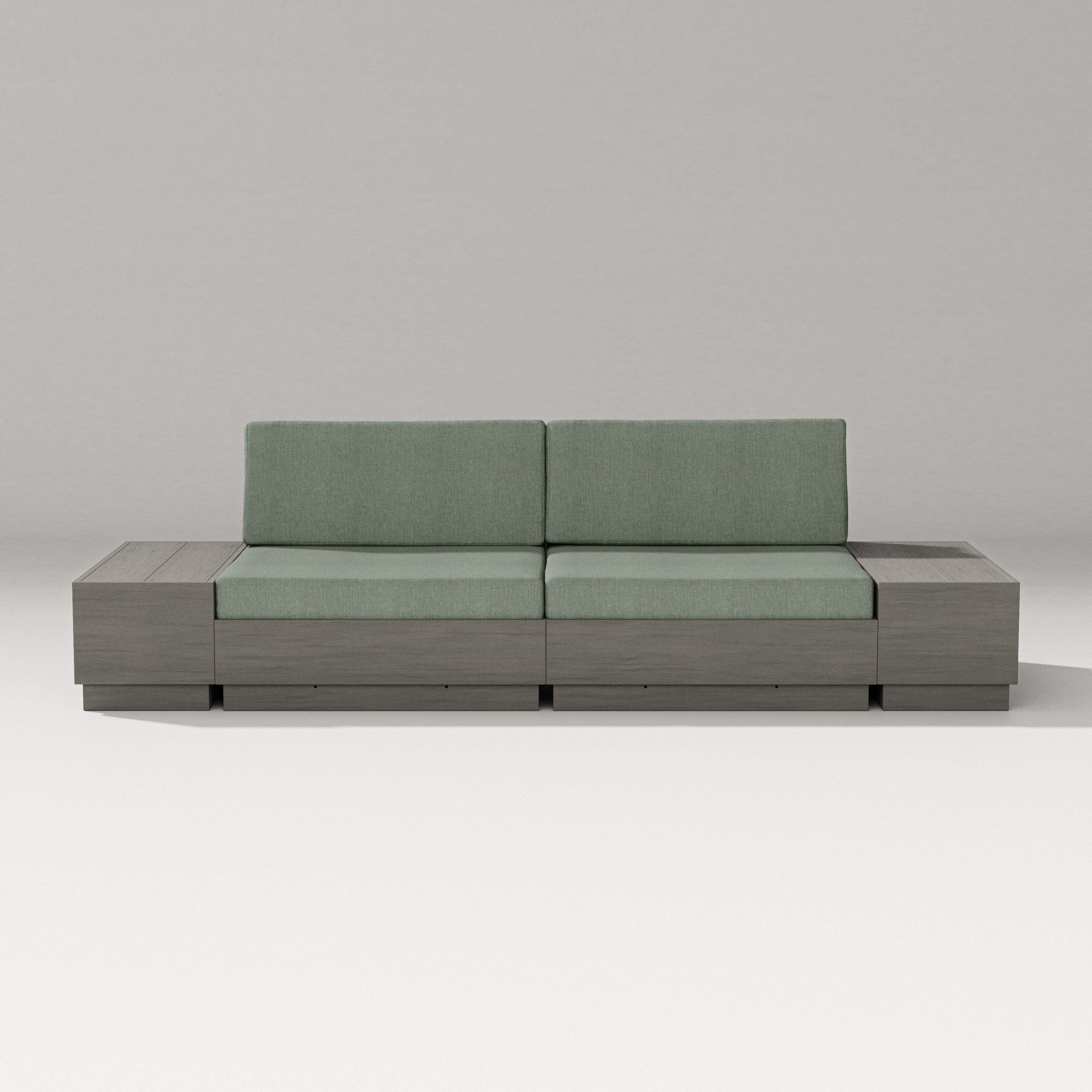 PW Designer Series Elevate 4-Piece Loveseat Sectional in Driftwood / Cast Sage
