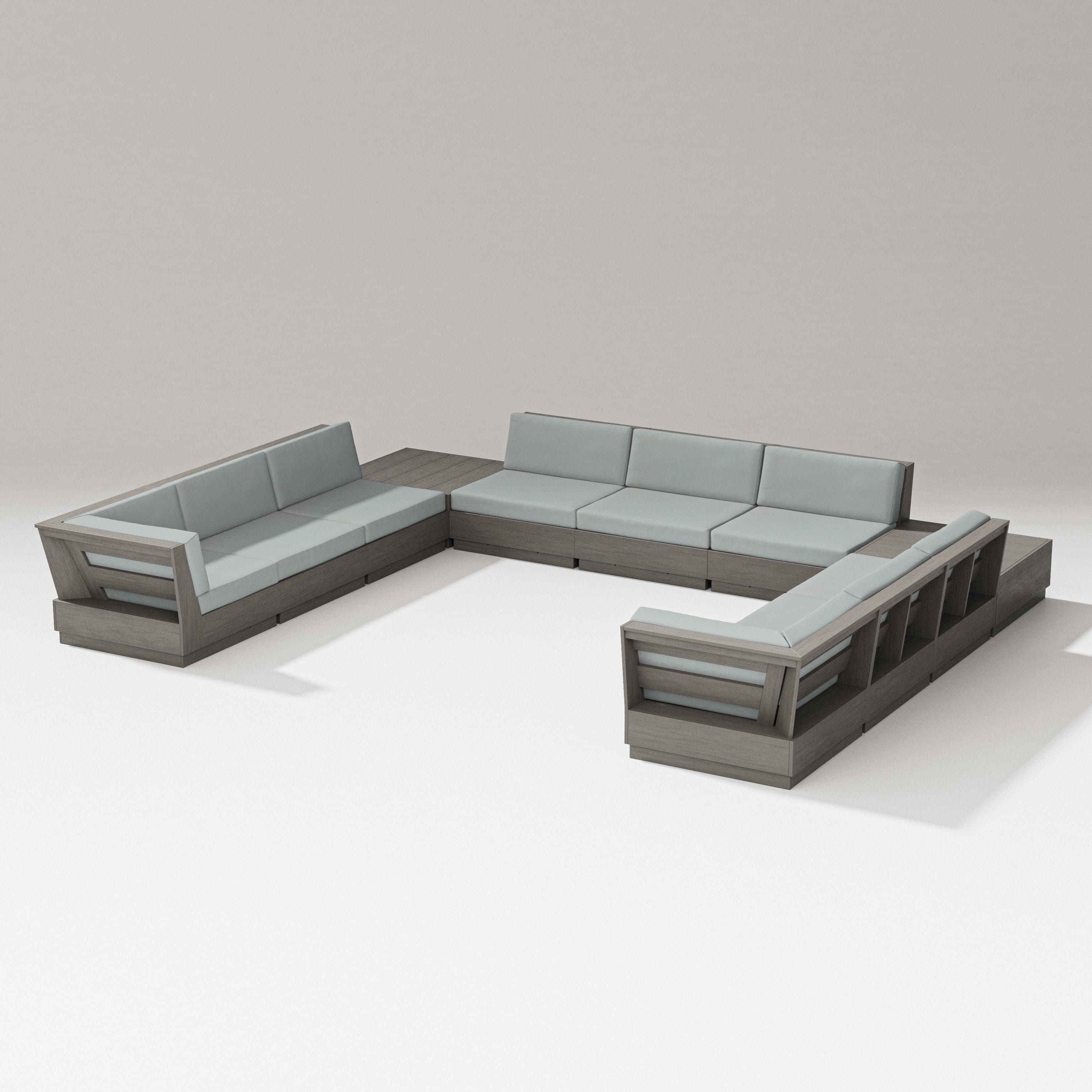 PW Designer Series Elevate 11-Piece U-Shaped Sofa Sectional in Driftwood / Spa