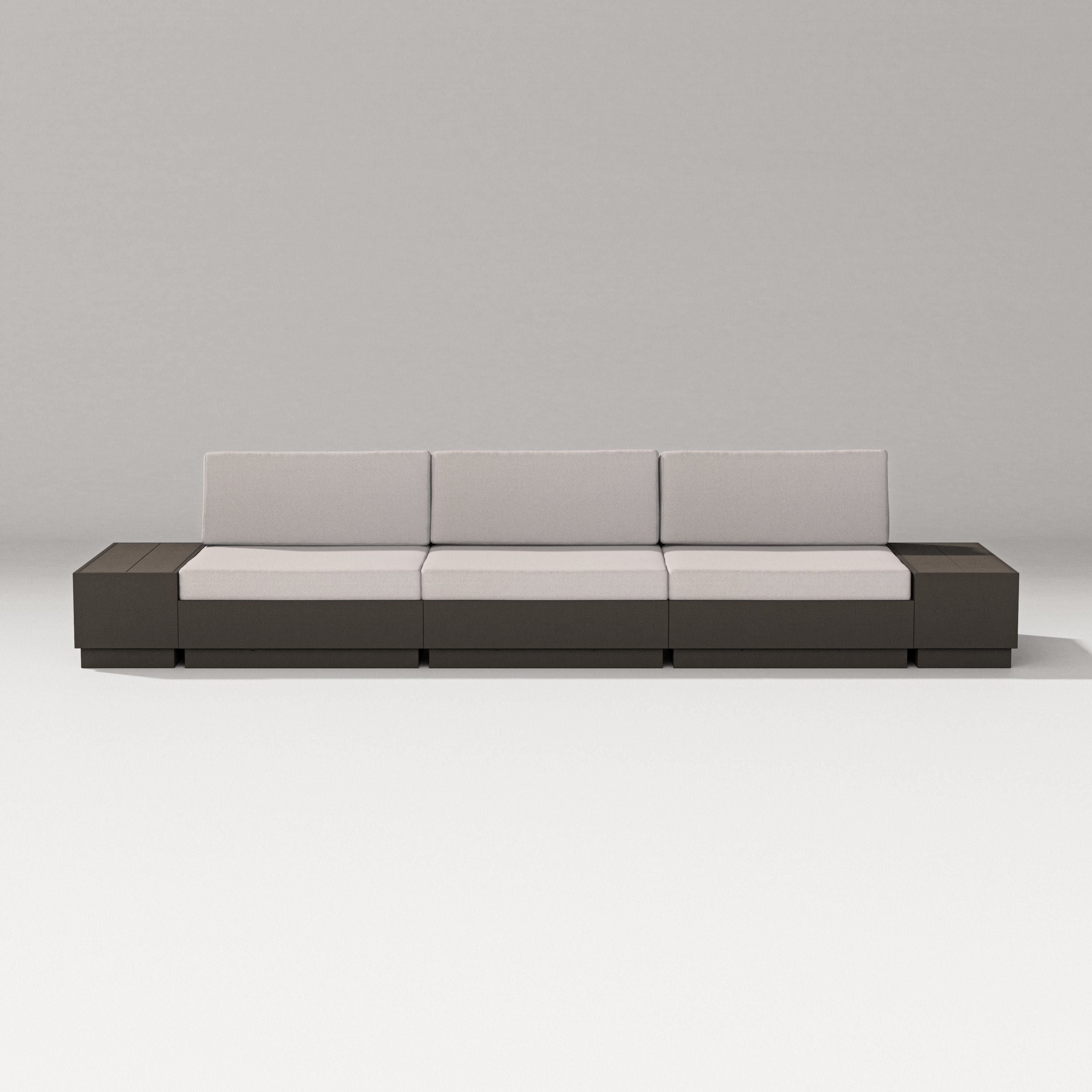 PW Designer Series Elevate Straight Sectional in Vintage Coffee / Dune Burlap
