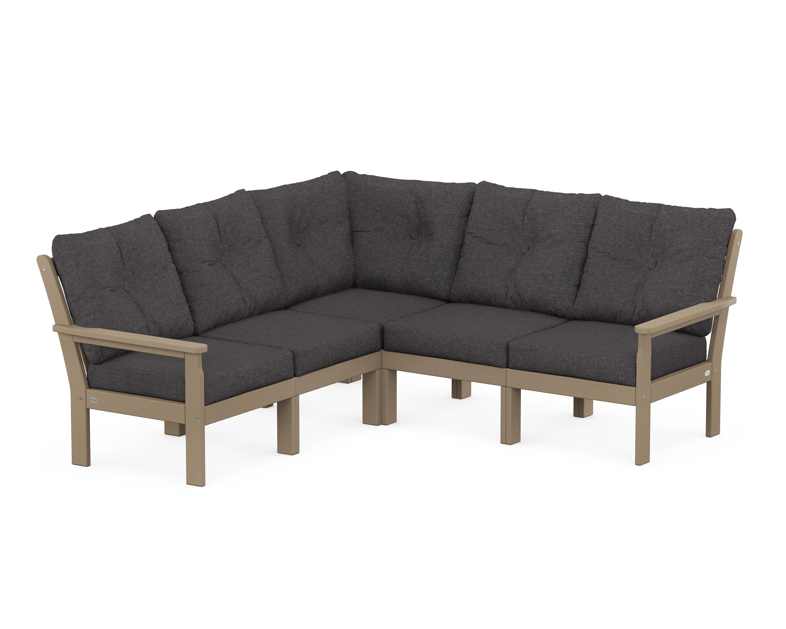 POLYWOOD Vineyard 5-Piece Sectional in Vintage Sahara / Ash Charcoal