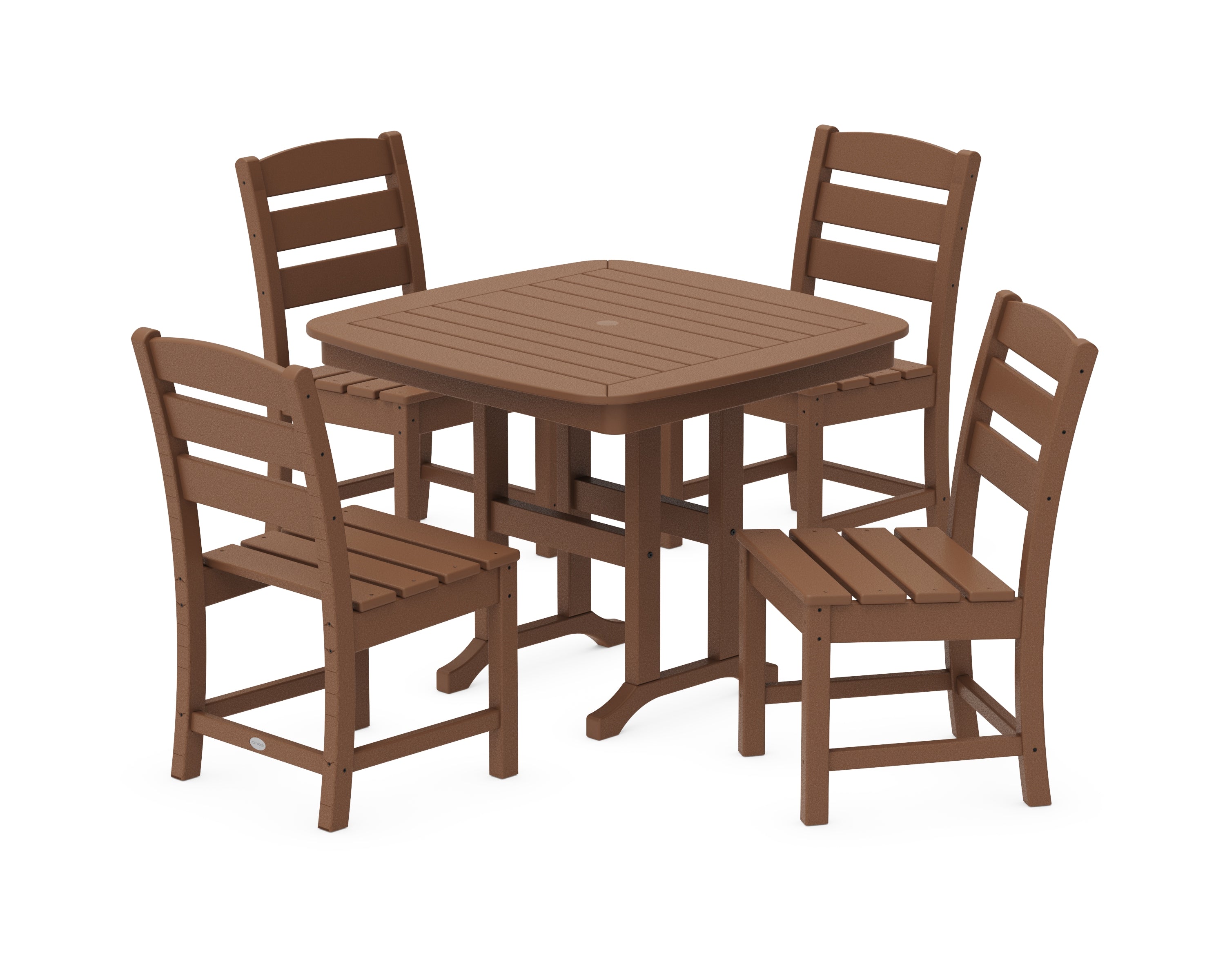 POLYWOOD Lakeside 5-Piece Side Chair Dining Set in Teak