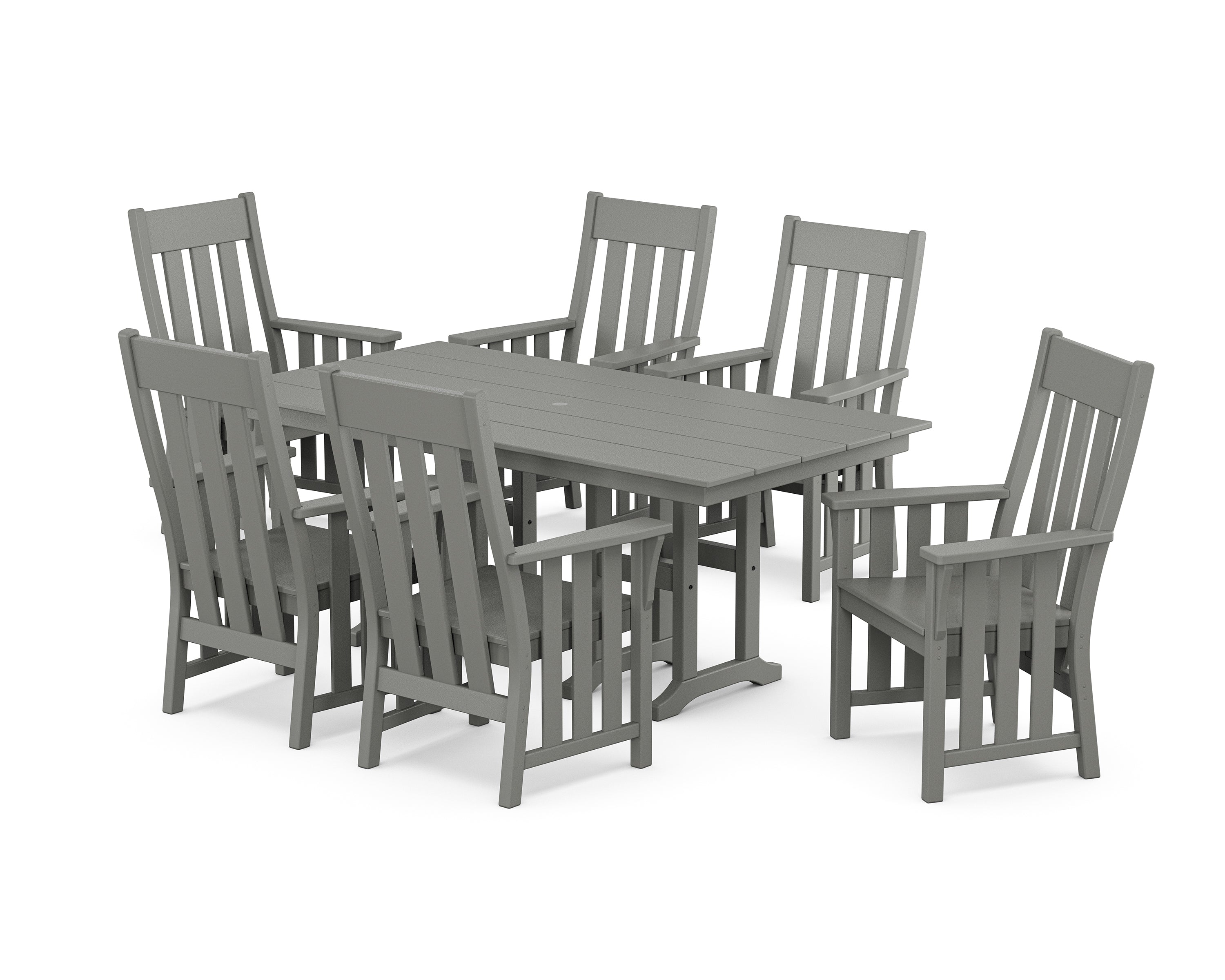 Martha Stewart by POLYWOOD® Acadia Arm Chair 7-Piece Farmhouse Dining Set in Slate Grey