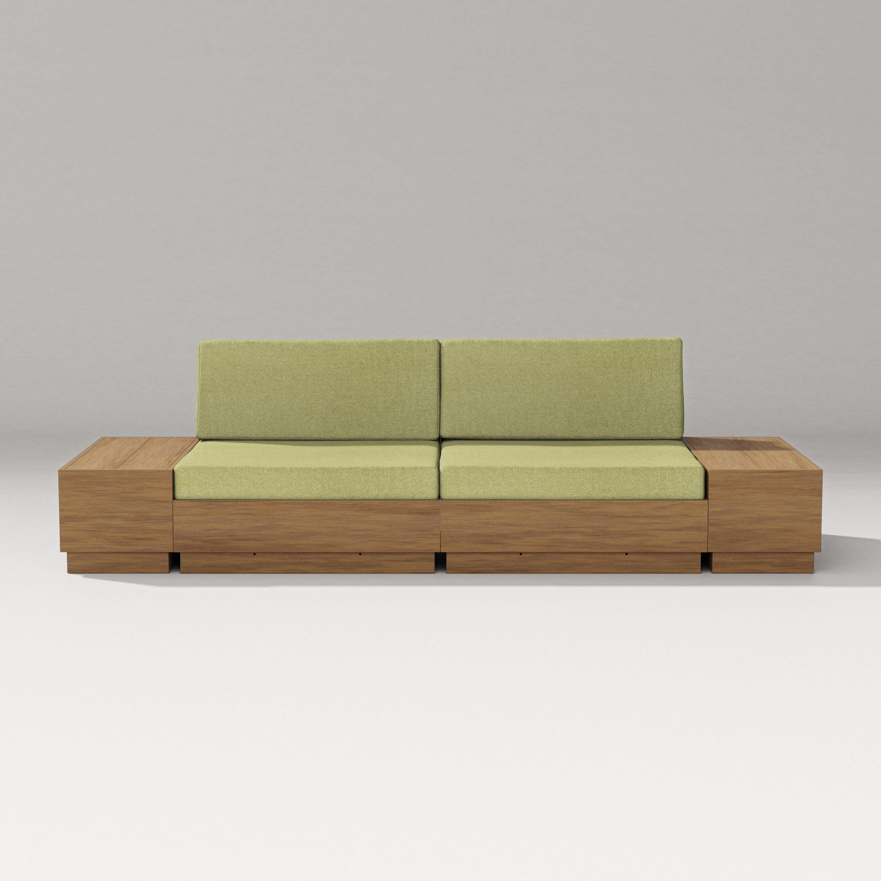PW Designer Series Elevate 4-Piece Loveseat Sectional in Natural / Chartreuse Boucle