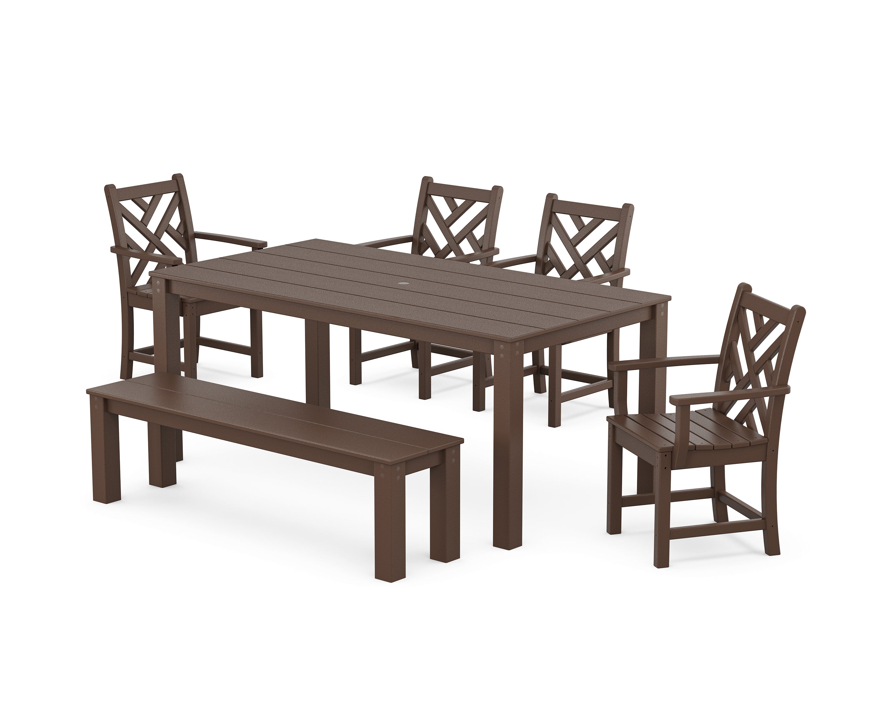 POLYWOOD® Chippendale 6-Piece Parsons Dining Set with Bench in Mahogany