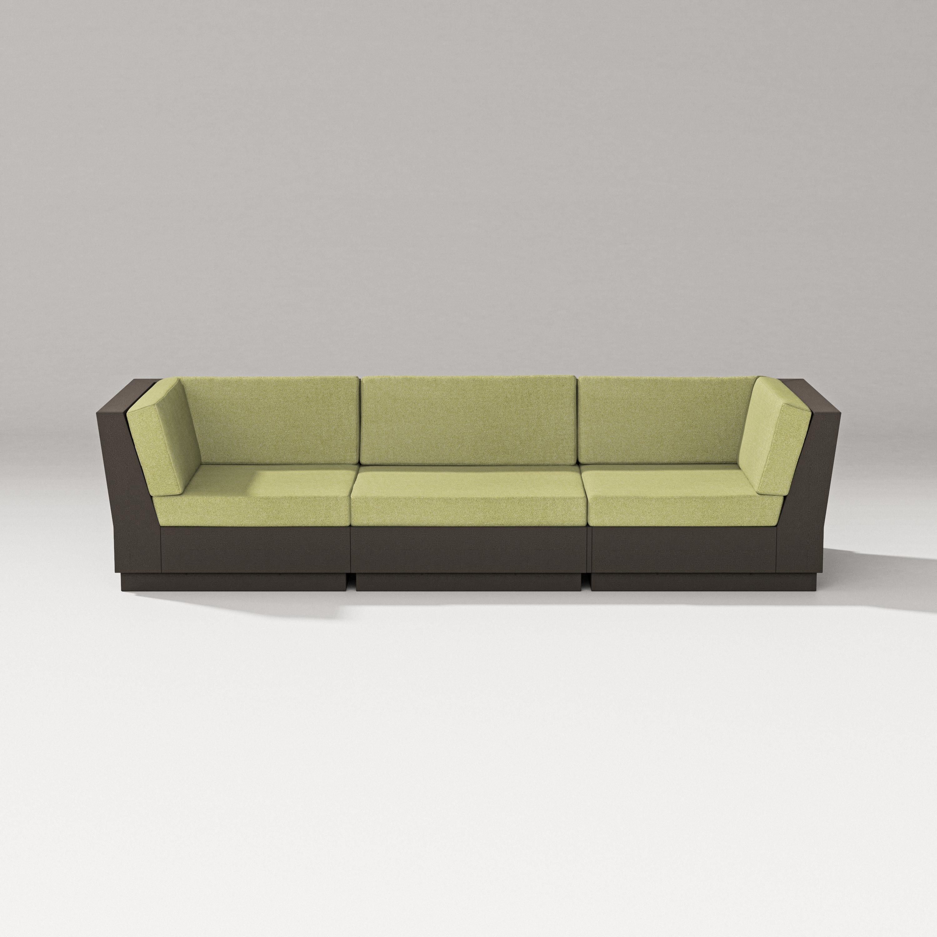 PW Designer Series Elevate Sofa Sectional in Vintage Coffee / Chartreuse Boucle