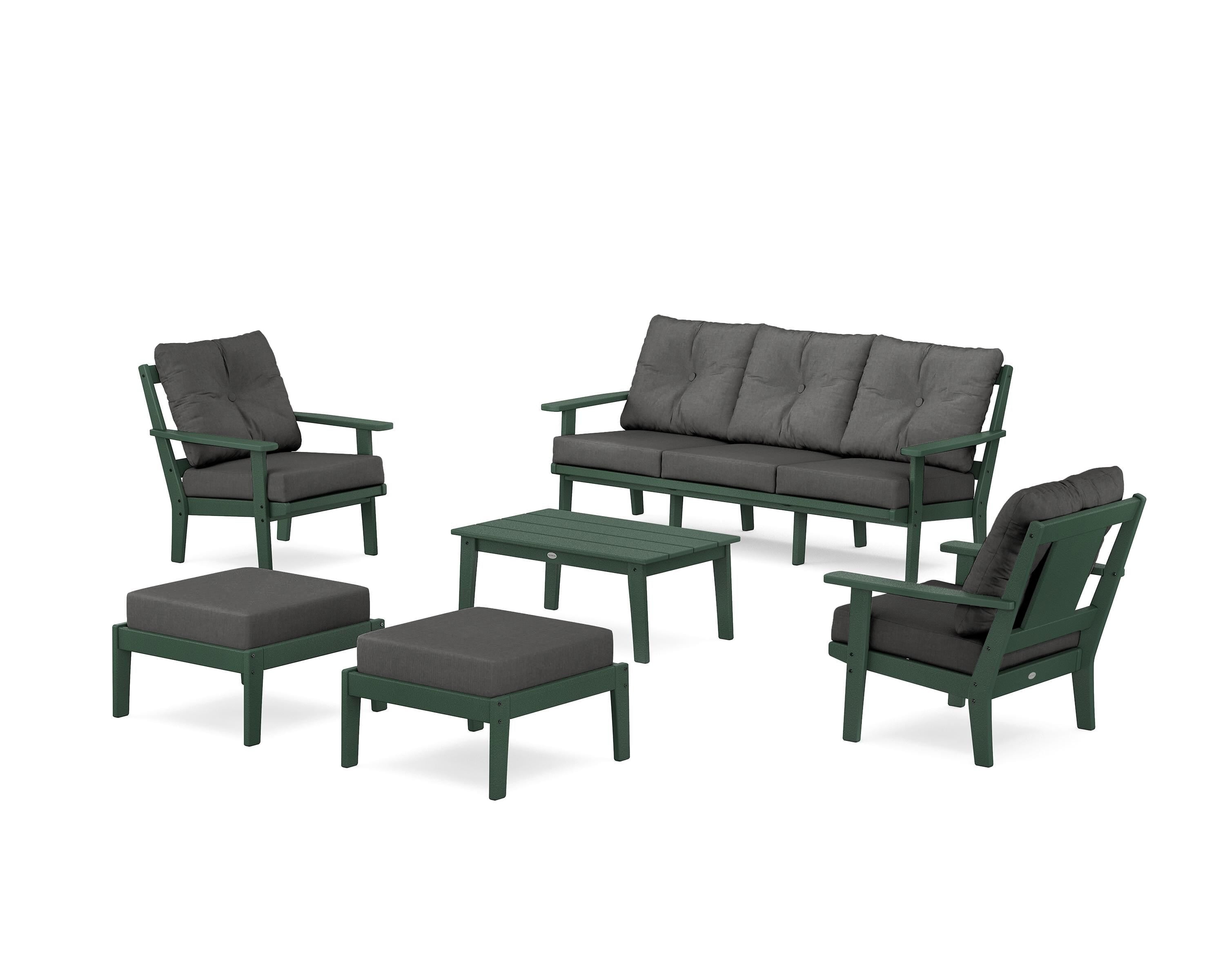 POLYWOOD Prairie 6-Piece Lounge Sofa Set in Green / Spectrum Carbon