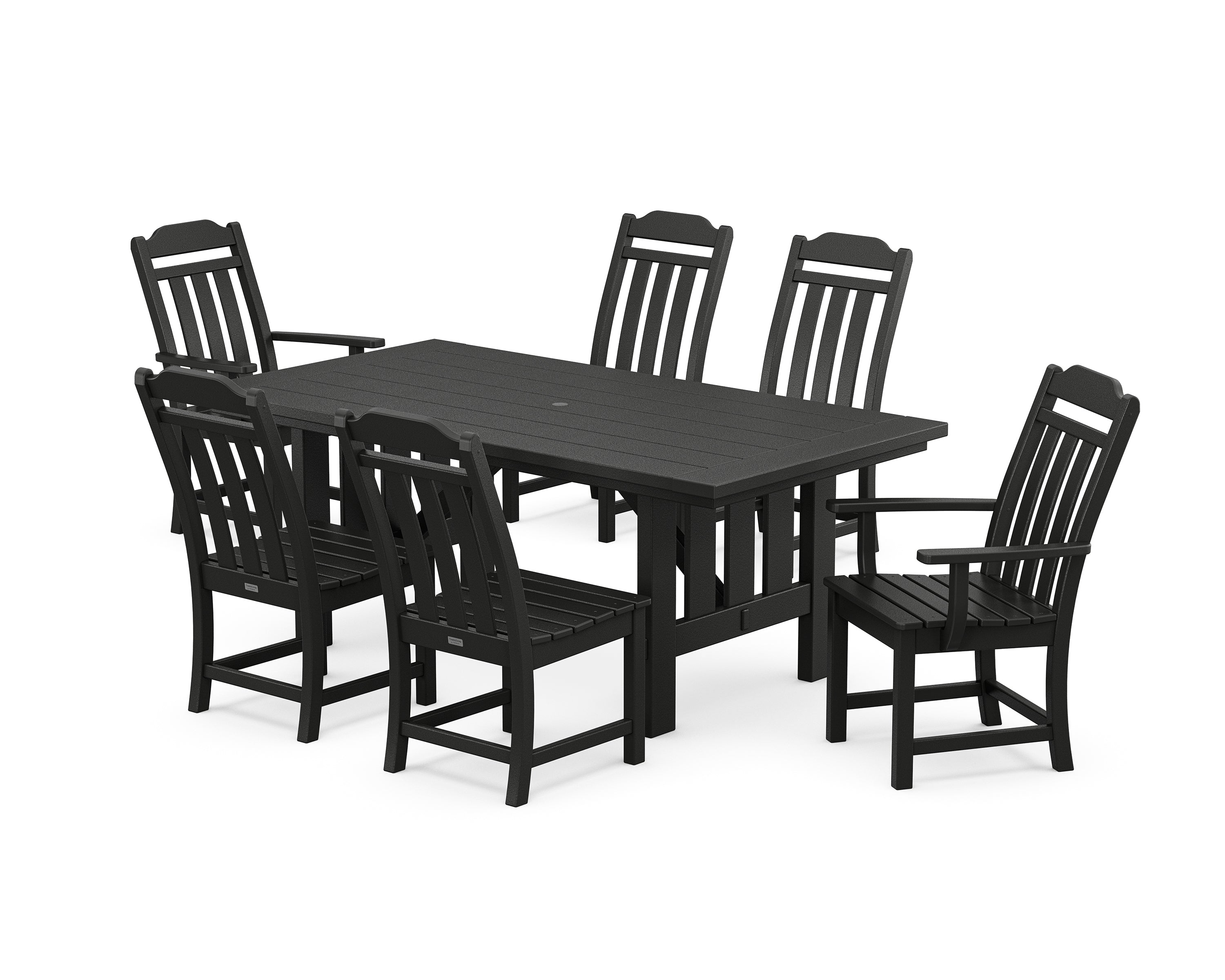 POLYWOOD® Country Living 7-Piece Dining Set with Mission Table in Black